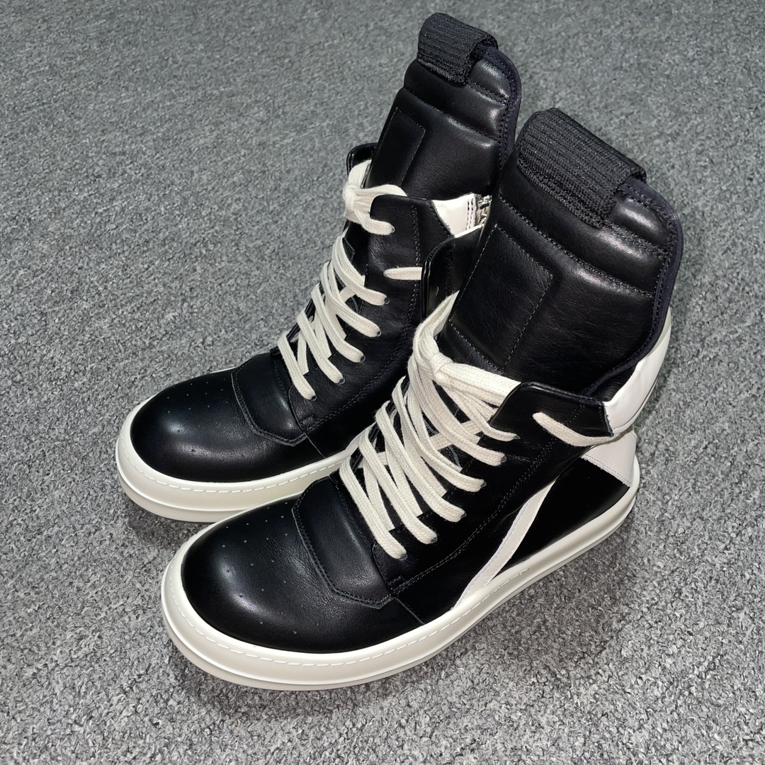 RICK OWENS FW20 Performa Geobasket leather high top sneakers (RU02B2894LPO-911)