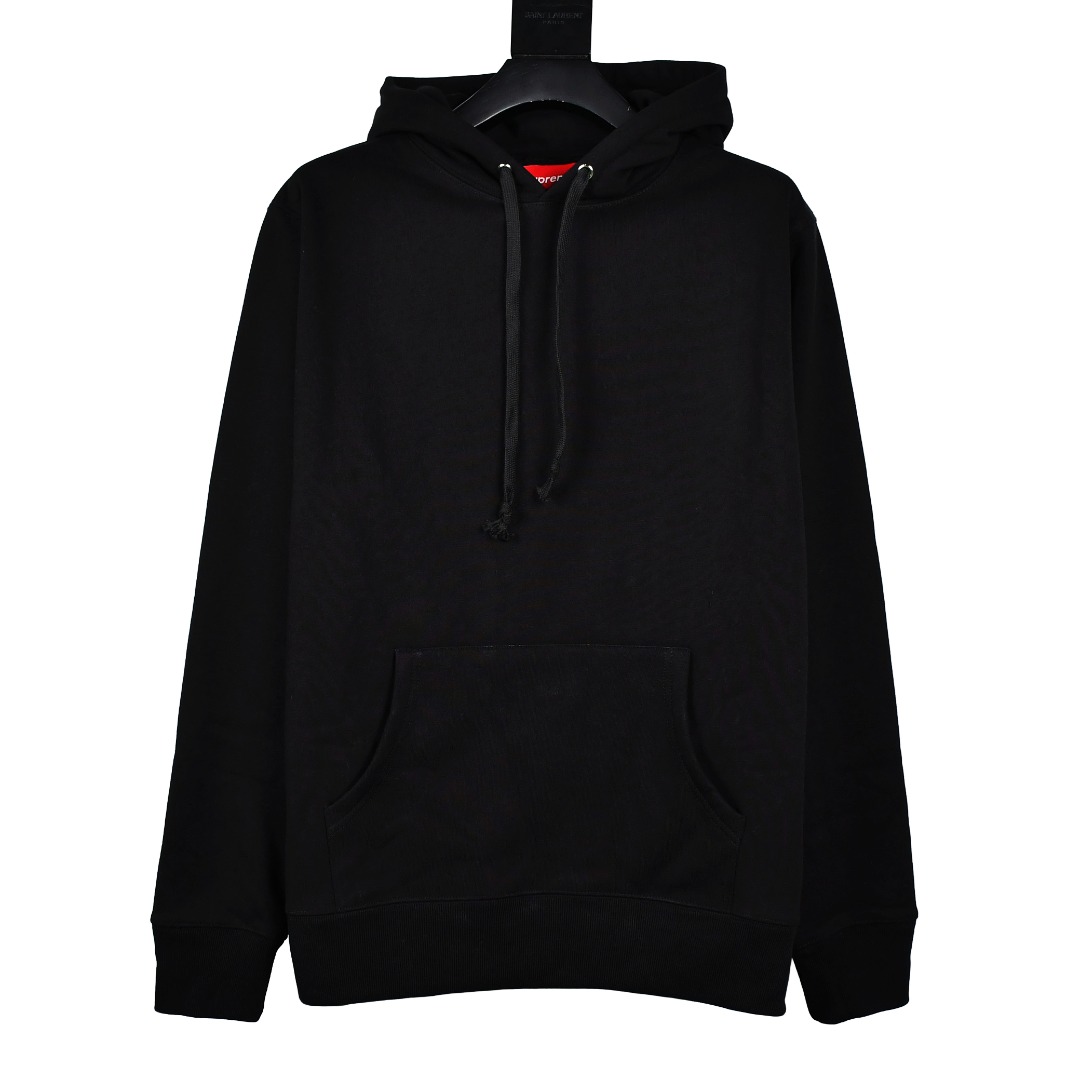 Supreme Satin Appliqué Hooded Sweatshirt“black”（SUP-FW18-438）