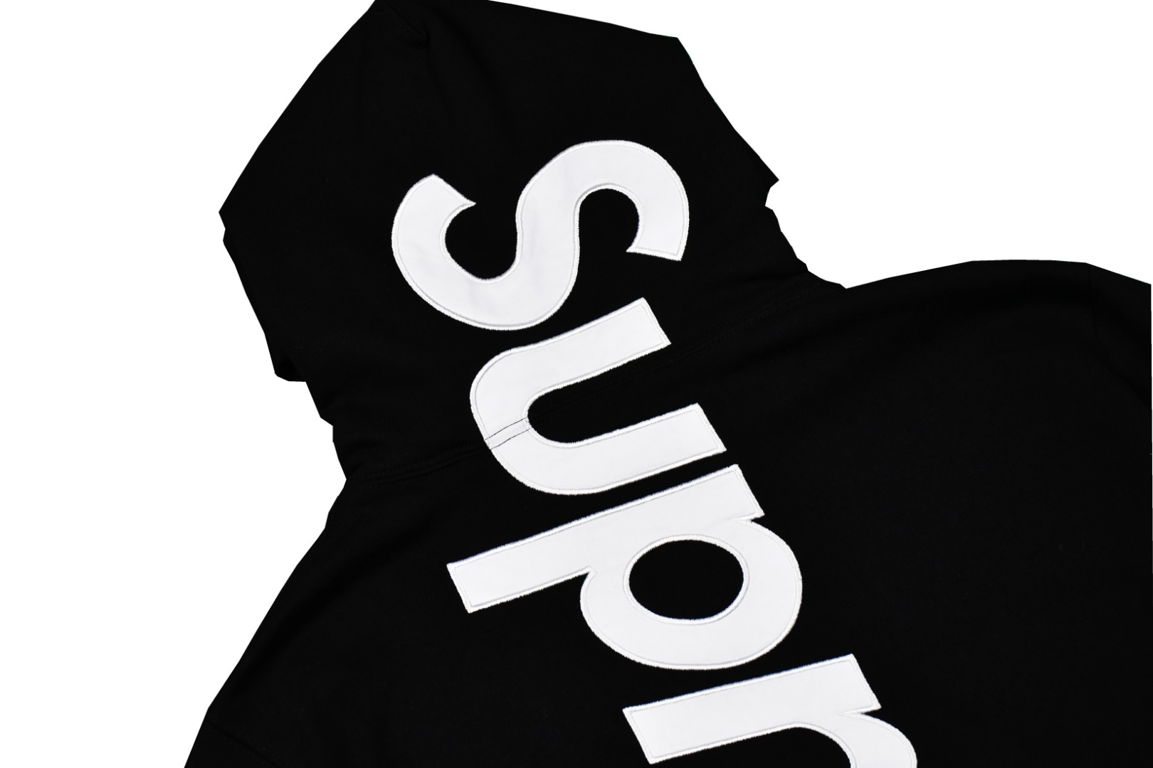 Supreme Satin Appliqué Hooded Sweatshirt“black”（SUP-FW18-438）