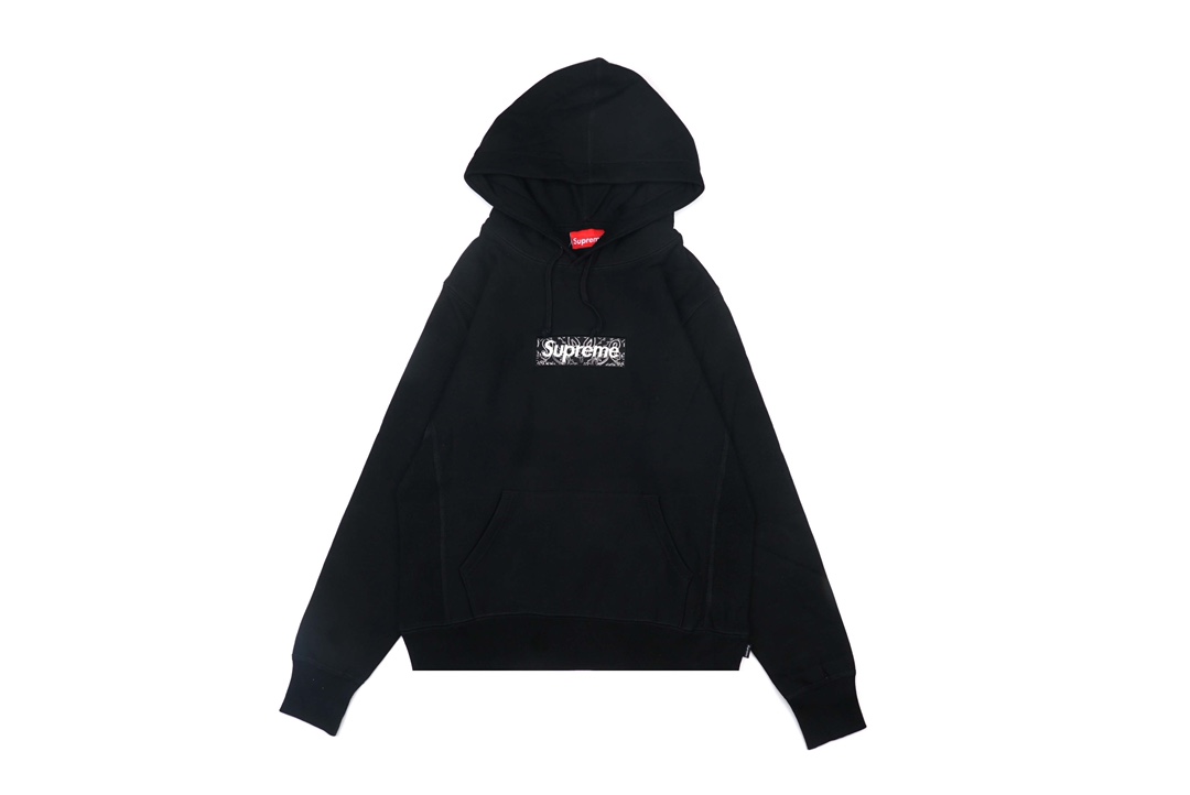 Supreme 19FW Week16 Bandana Box Logo Hooded Sweatshirt Black Small