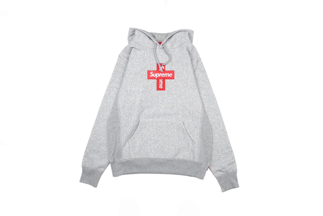 Supreme Week 15 Cross Box logo Hooded Sweatshirt Logo badge hooded sweatshirt "grey"（SUP-FW20-330）