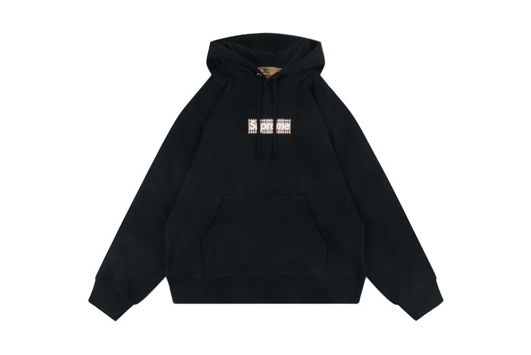 Supreme / Burberry Box Logo Hooded Sweatshirt "Black"（SUP-SS22-126）
