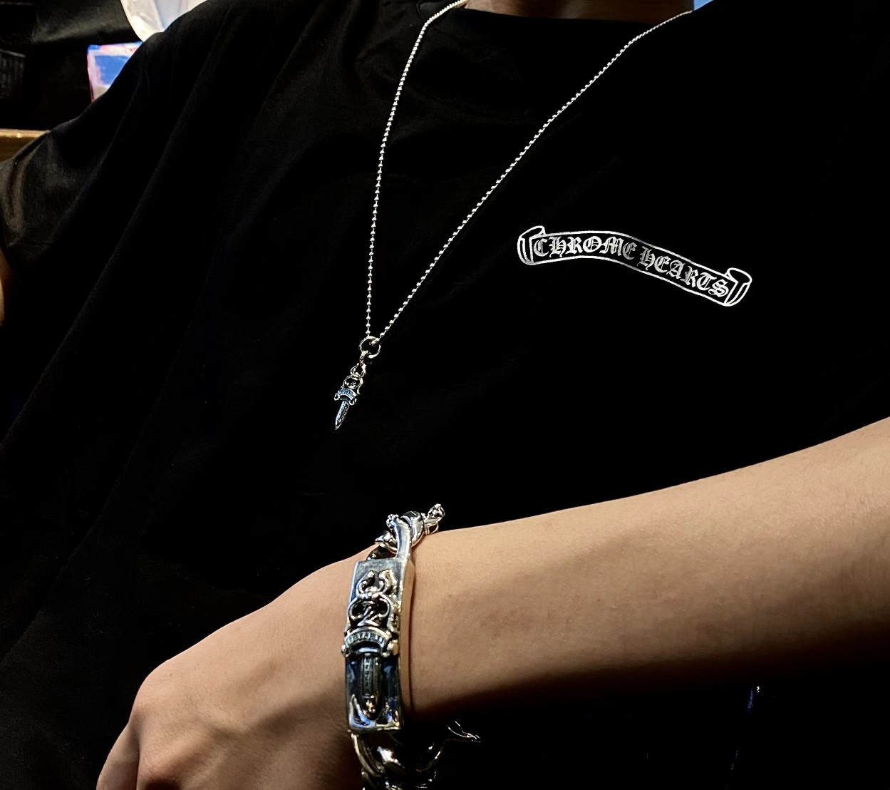 Chrome Hearts Letter Ring Sword Necklace（CHROME HEARTS 193）