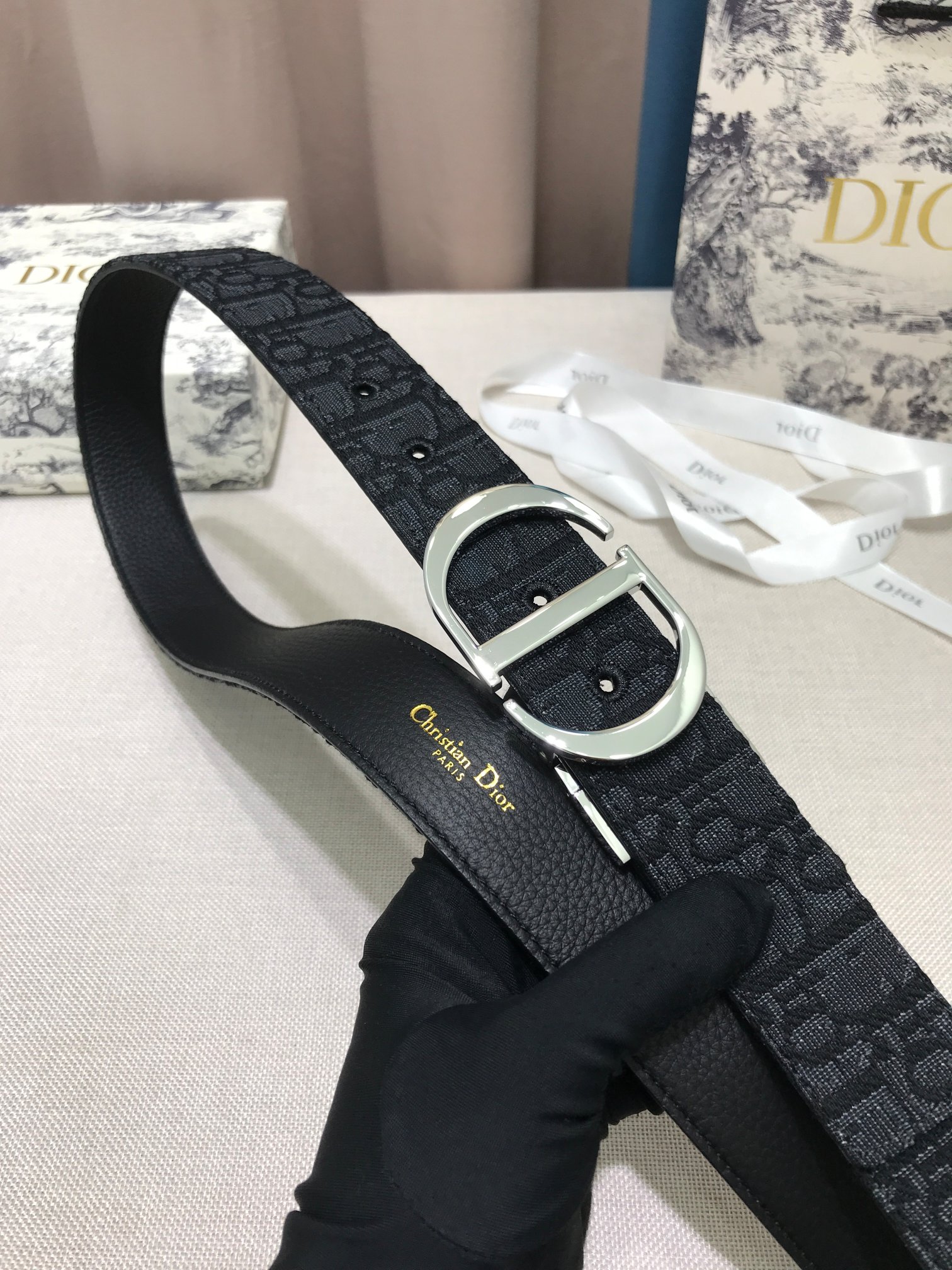 Dior Palladium Plated Leather Belts Blue（B0447PWEOM928）