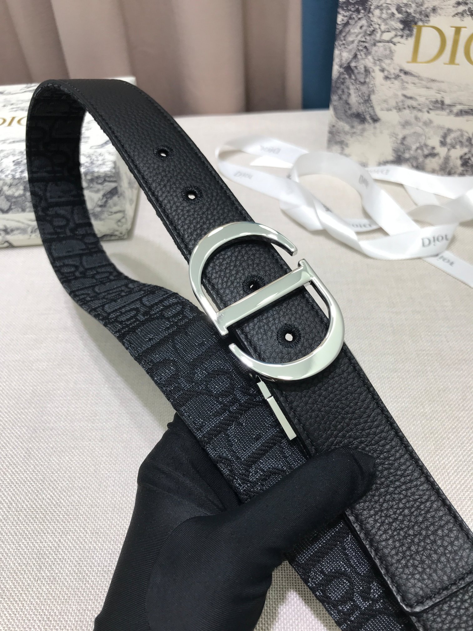 Dior Palladium Plated Leather Belts Blue（B0447PWEOM928）