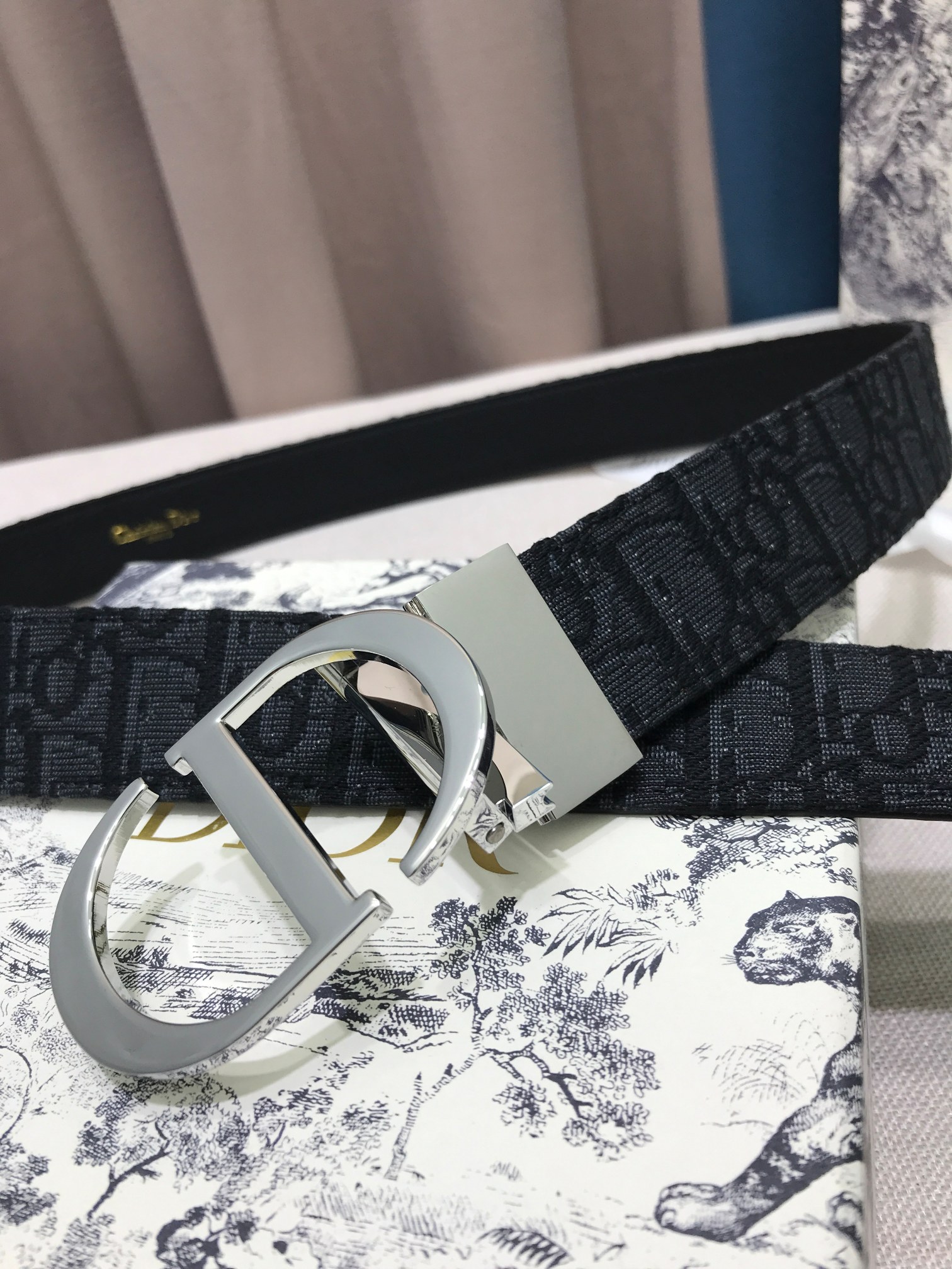 Dior Palladium Plated Leather Belts Blue（B0447PWEOM928）