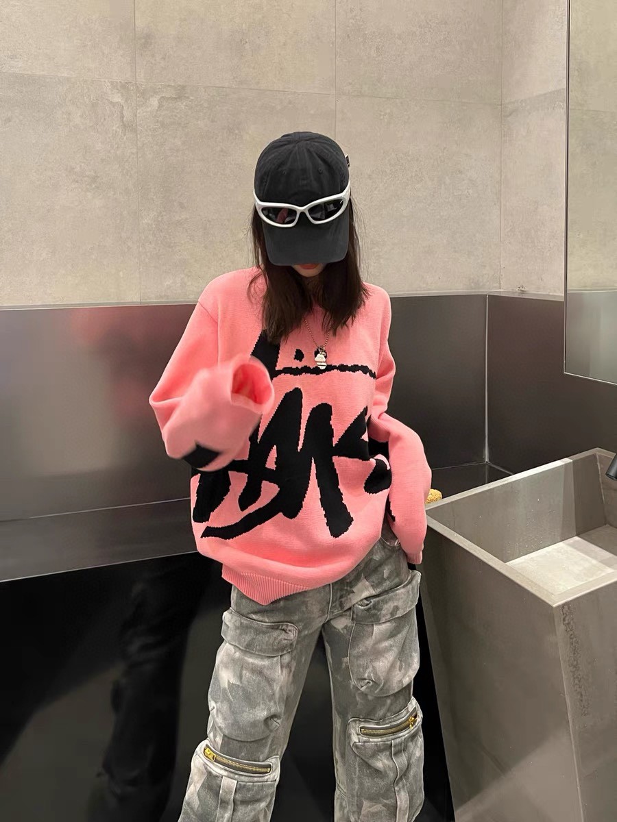 Stussy FW22 Logo graphic print knitted sweater（117152-2）