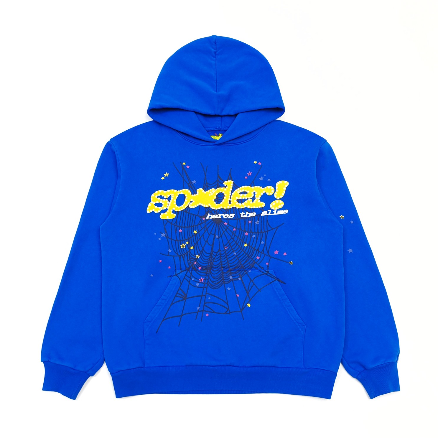 SP5DER スパイダー 水色 パーカー 蜘蛛の巣デザイン 【公式通販】