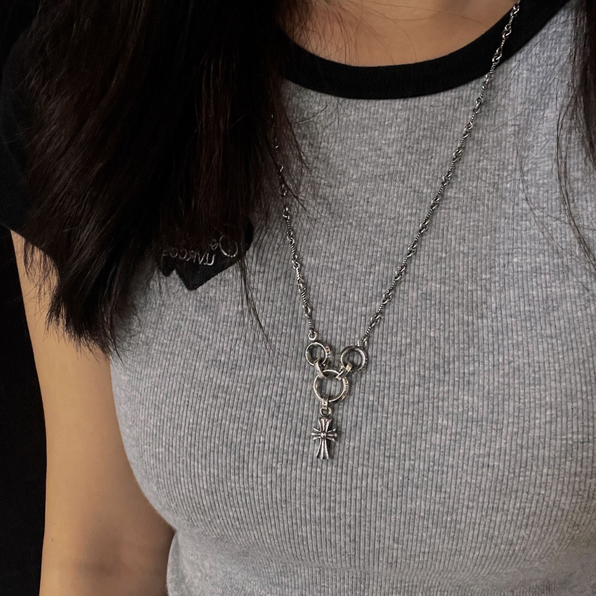 Chrome Hearts Three-Ring Small Cross Chain（CHROME HEARTS 184）