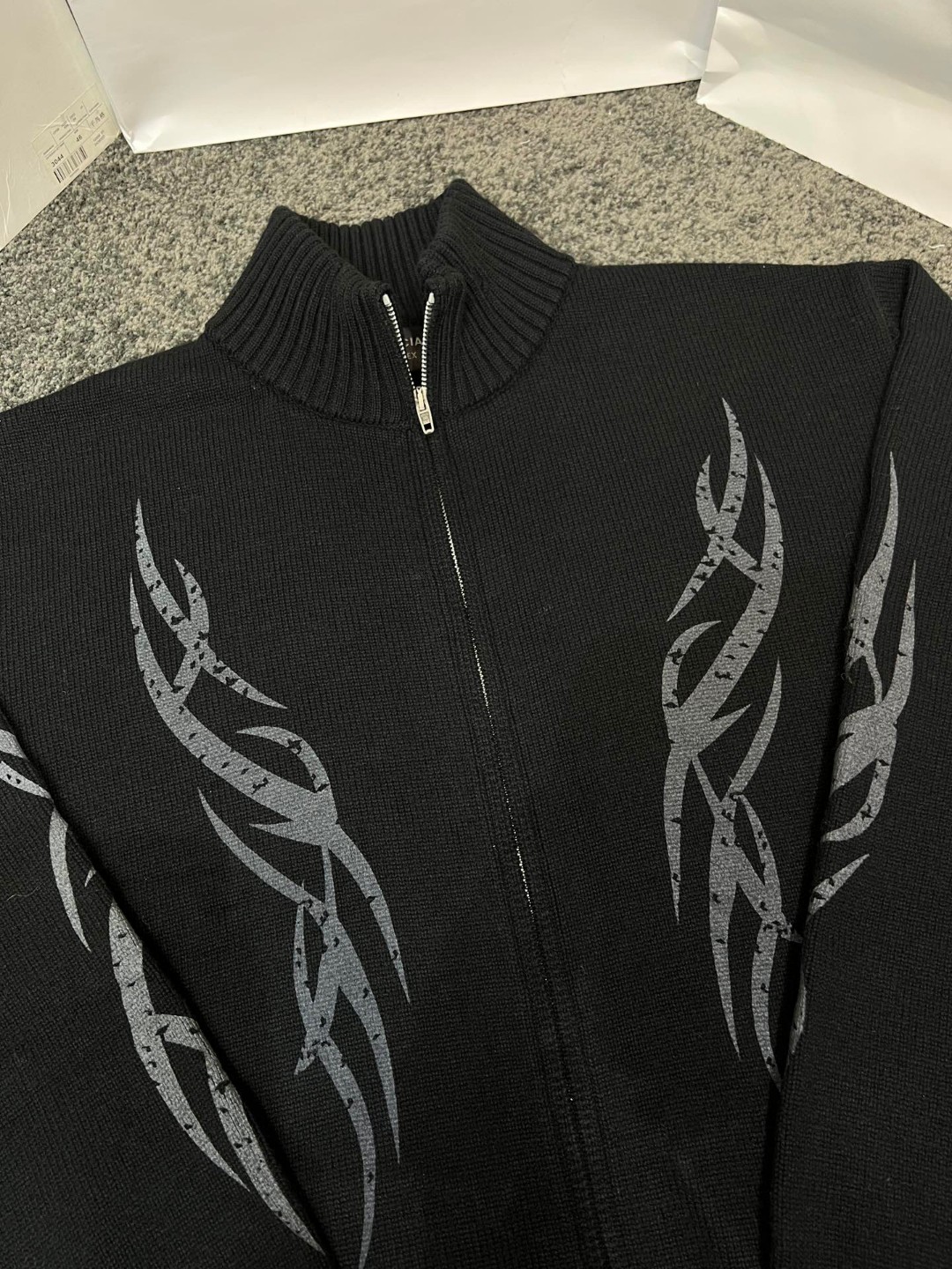 BALENCIAGA  Men's Y2k Zip-up Cardigan in Black (808489T33361000）