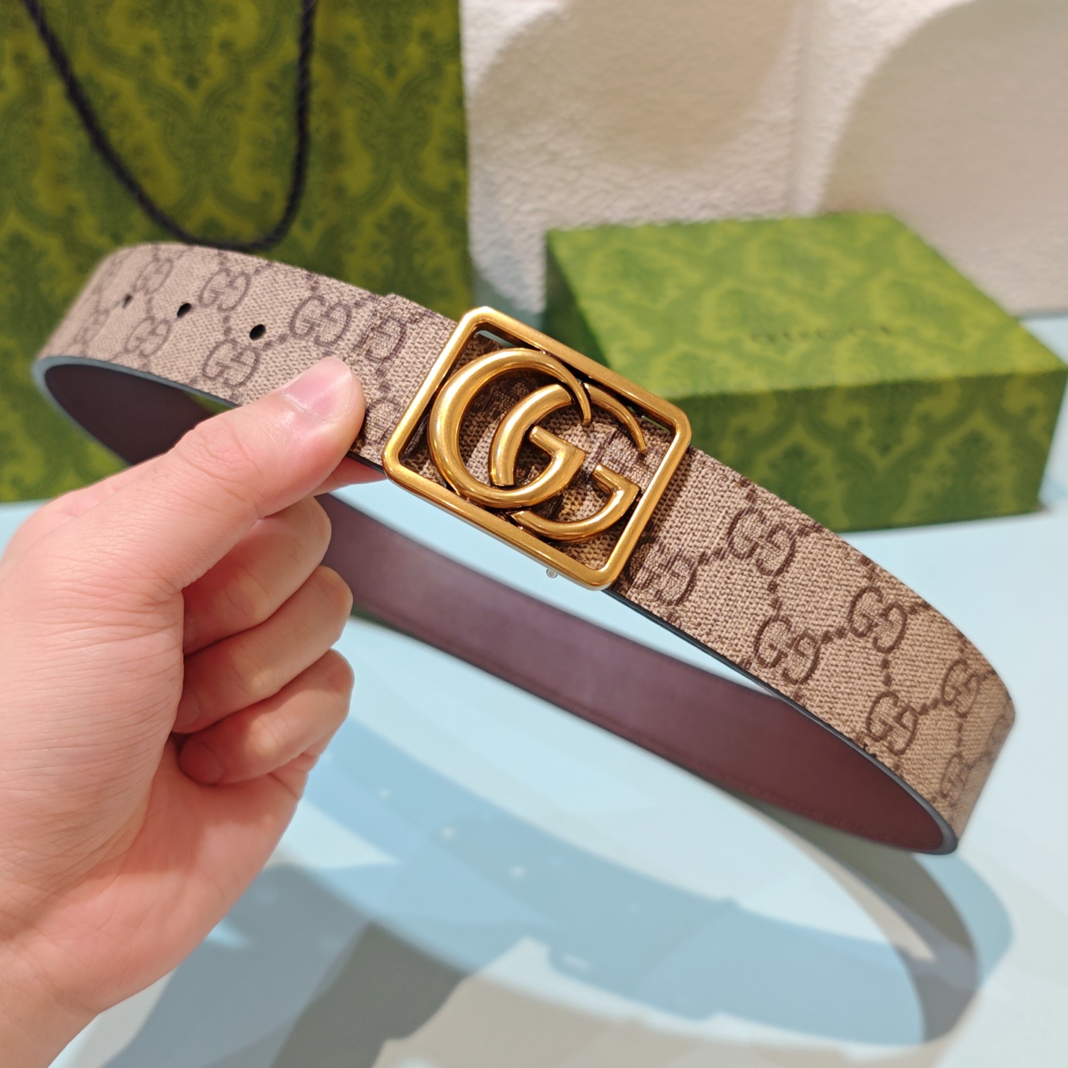 GUCCI GG Marmont series reversible belt（854724-FAFGJ-9745）