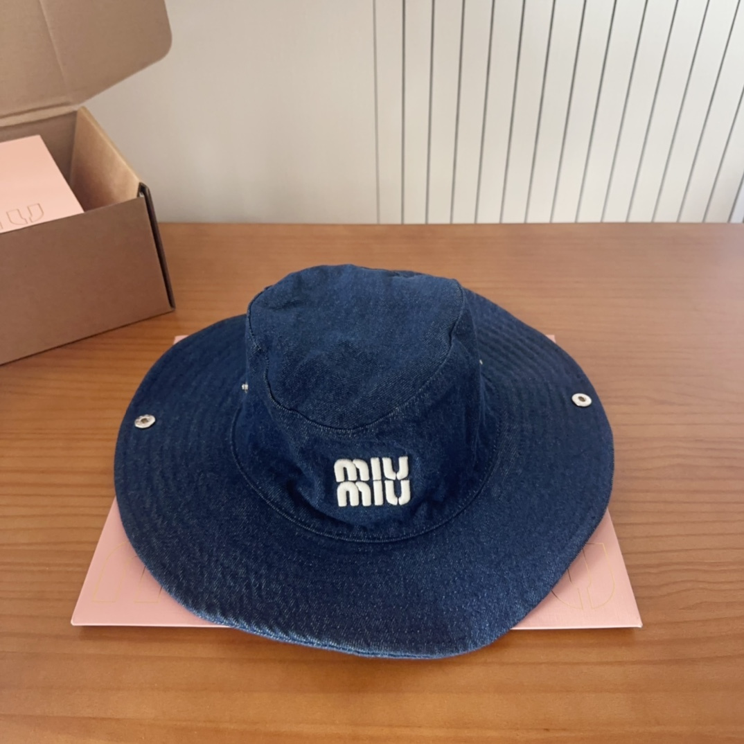 MIU MIU Logo-print Denim Hat （5HC221ADXI）