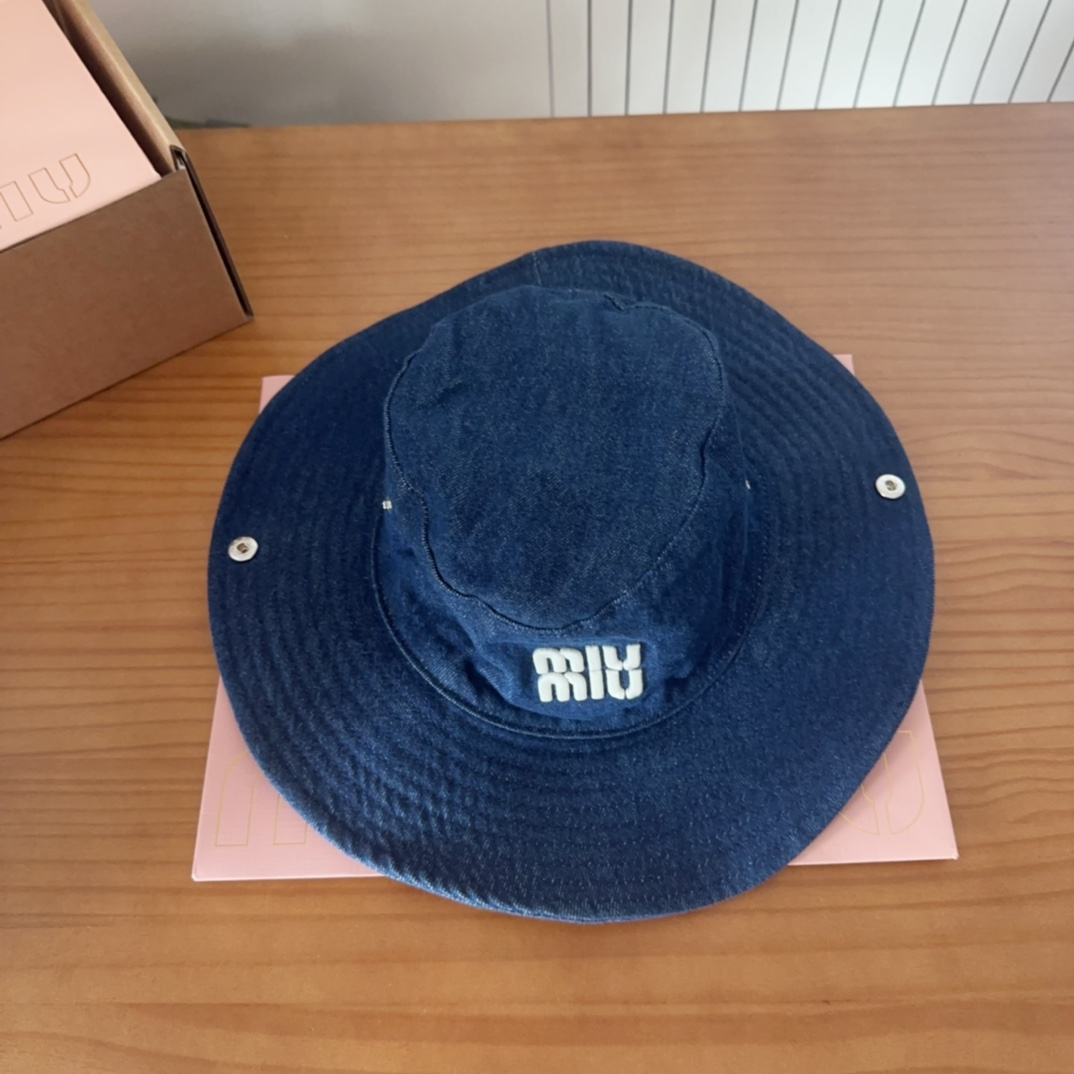 MIU MIU Logo-print Denim Hat （5HC221ADXI）