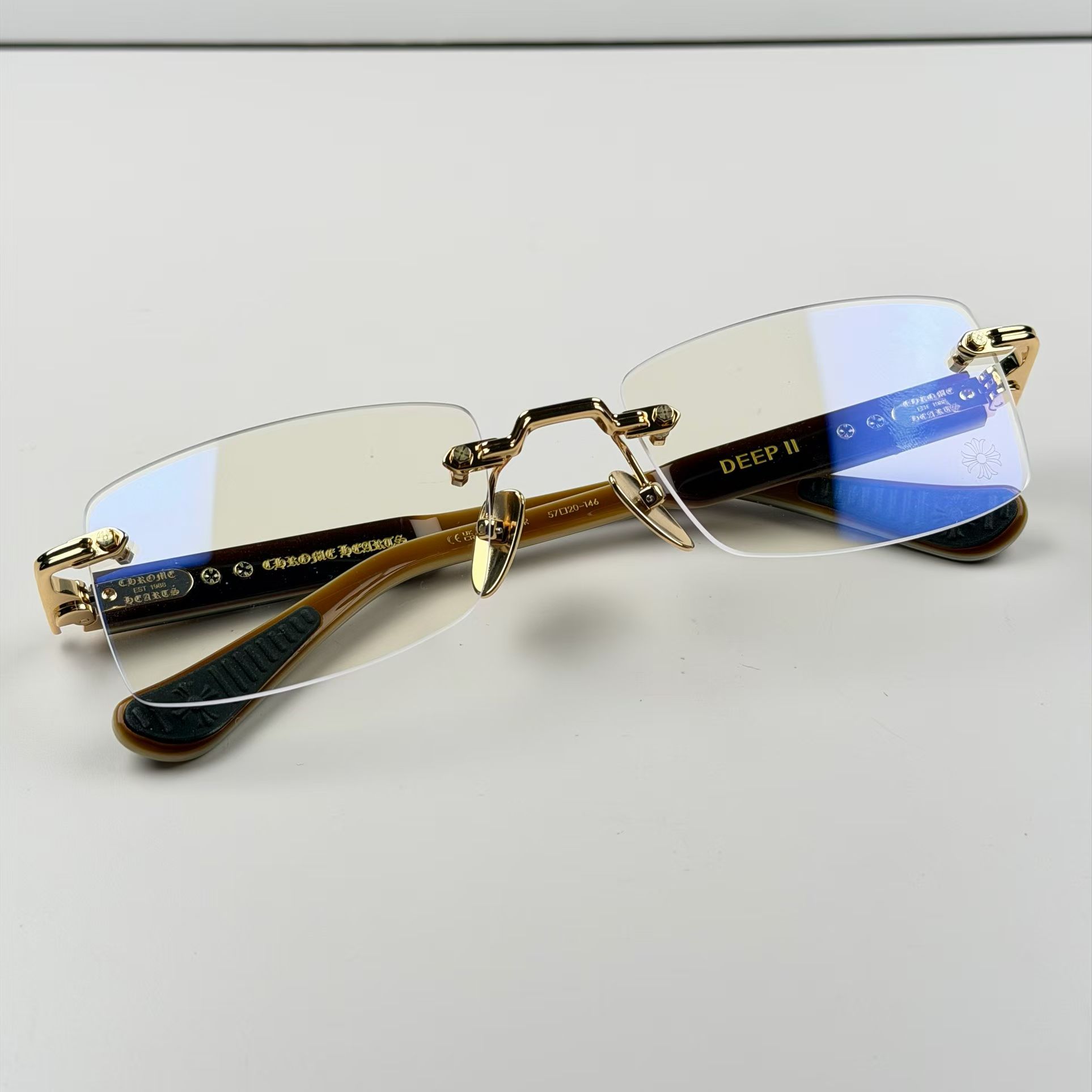 Chrome Hearts DEEP II Eyeglasses Floral Cross Glasses GP-BK-P (CHROME HEARTS 421)