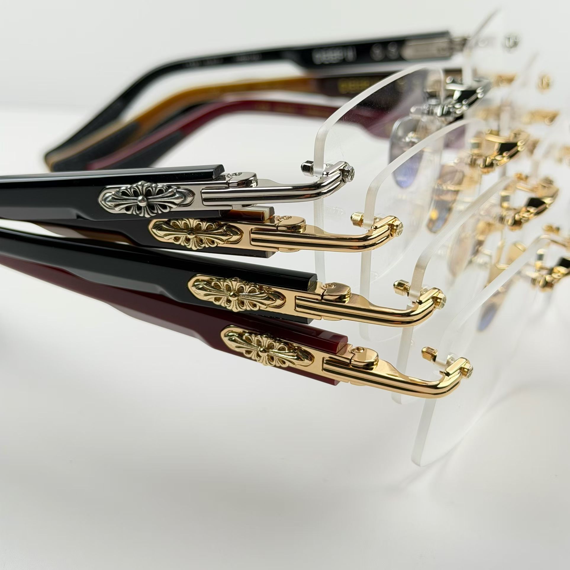 Chrome Hearts DEEP II Eyeglasses Floral Cross Glasses GP-BK-P (CHROME HEARTS 421)