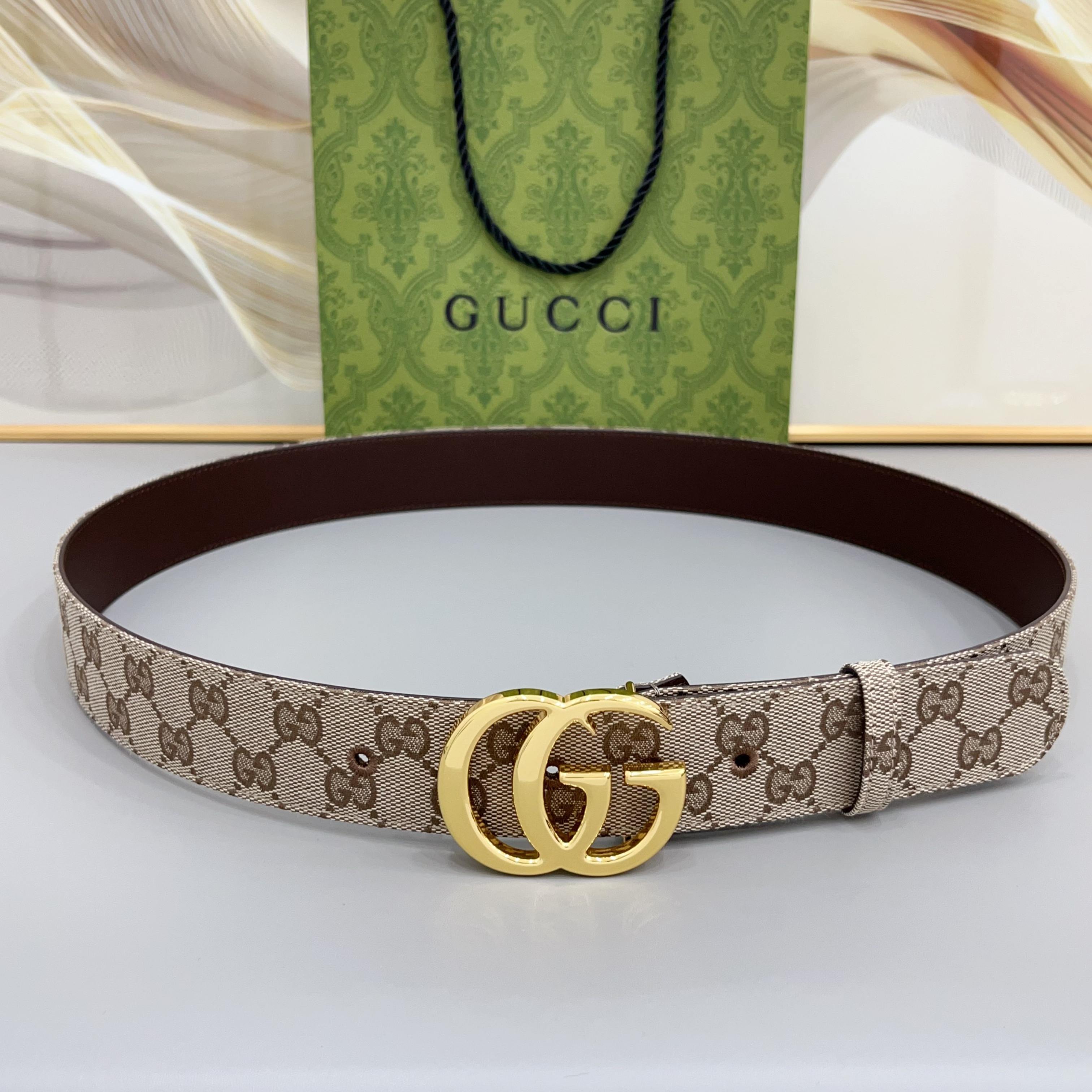 Gucci GG Emblem Leather Belt-4cm（863293 FAFUT 9611）