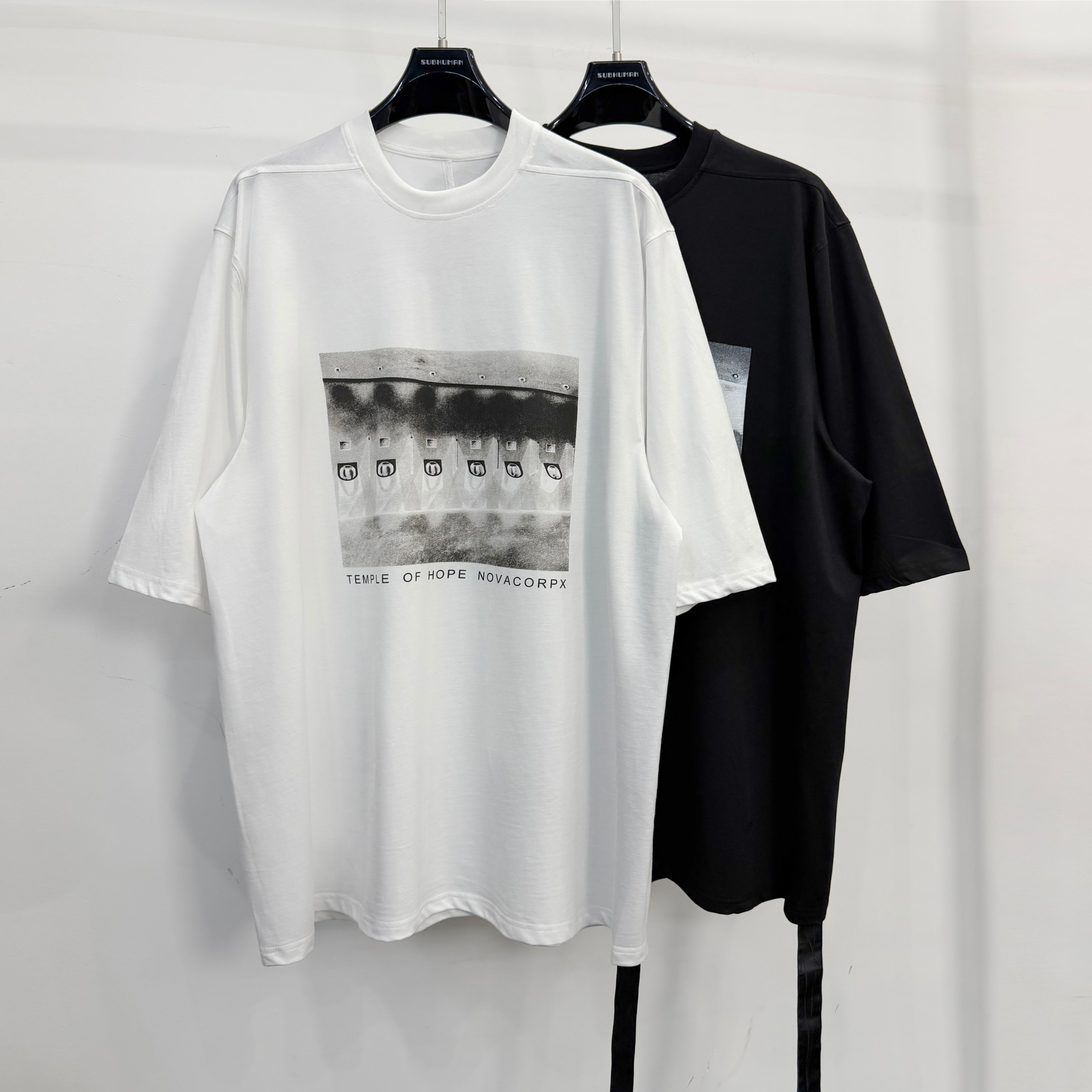 RICK OWENS DRKSHDW Temple Black Cotton Jumbo SS T-shirt （261126M213025）