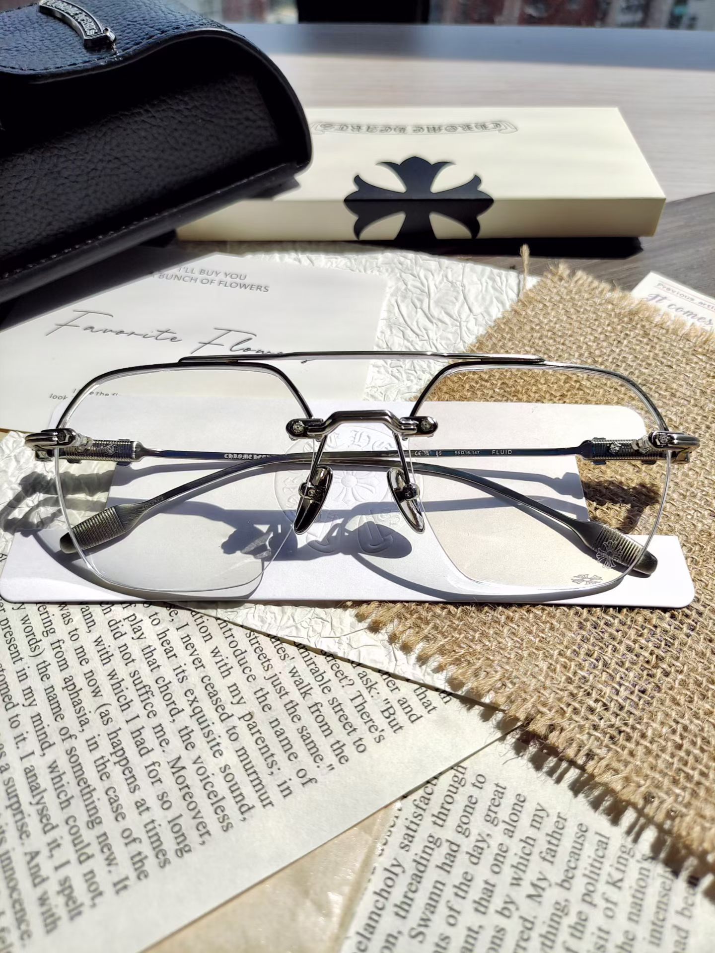 CHROME HEARTS Filigree Cross Square Glasses (CHROME HEARTS 435）