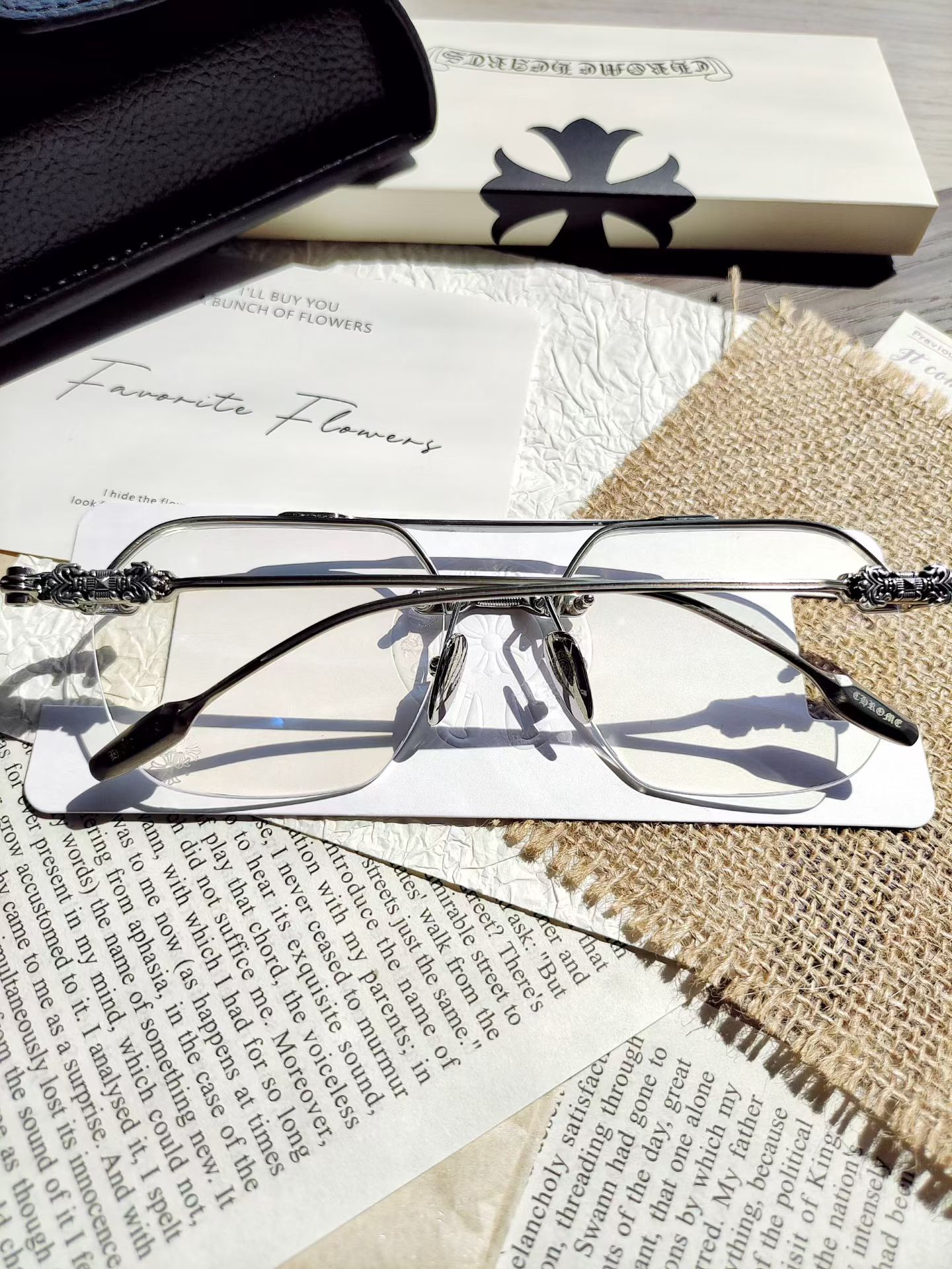 CHROME HEARTS Filigree Cross Square Glasses (CHROME HEARTS 435）