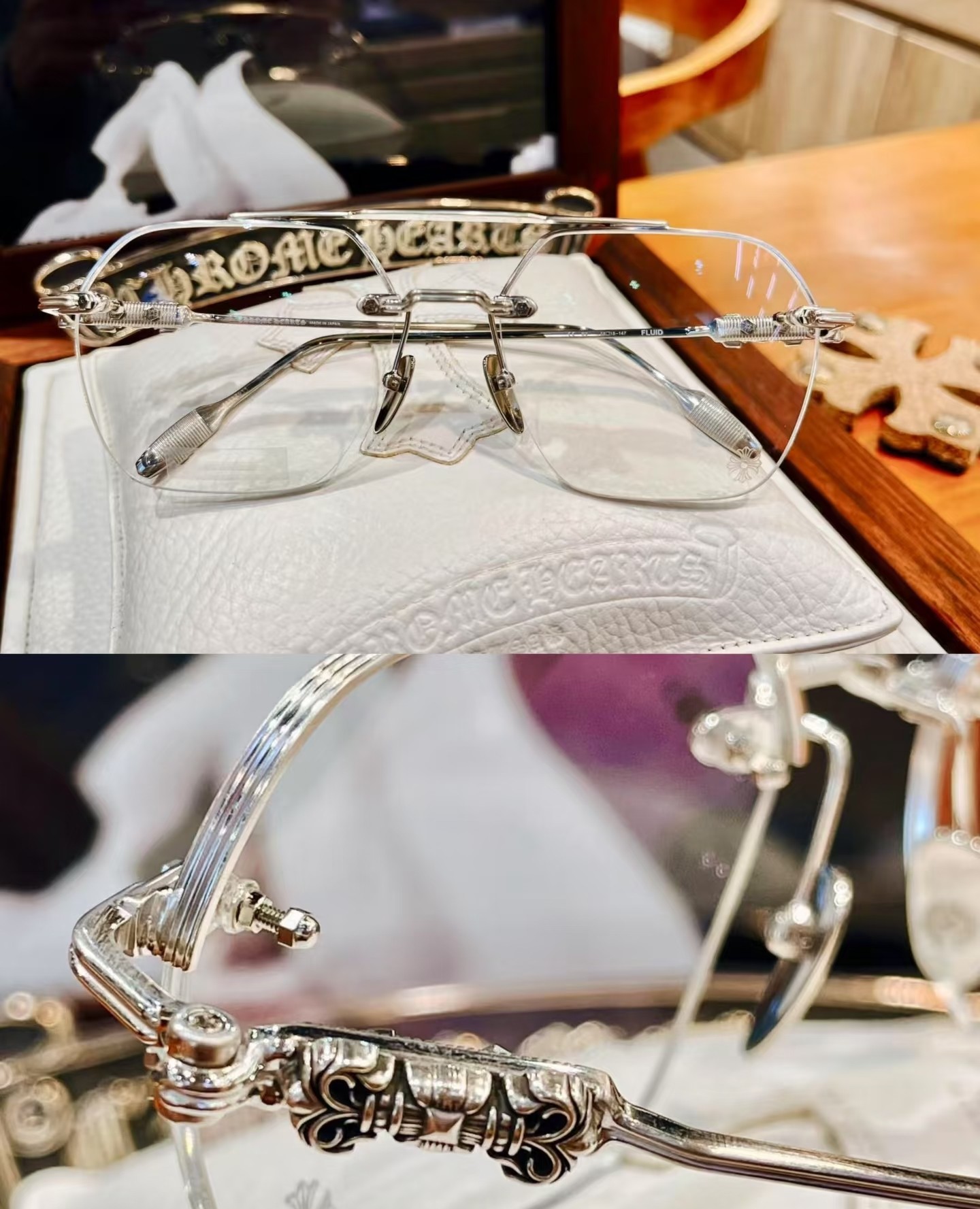 CHROME HEARTS Filigree Cross Square Glasses (CHROME HEARTS 435）