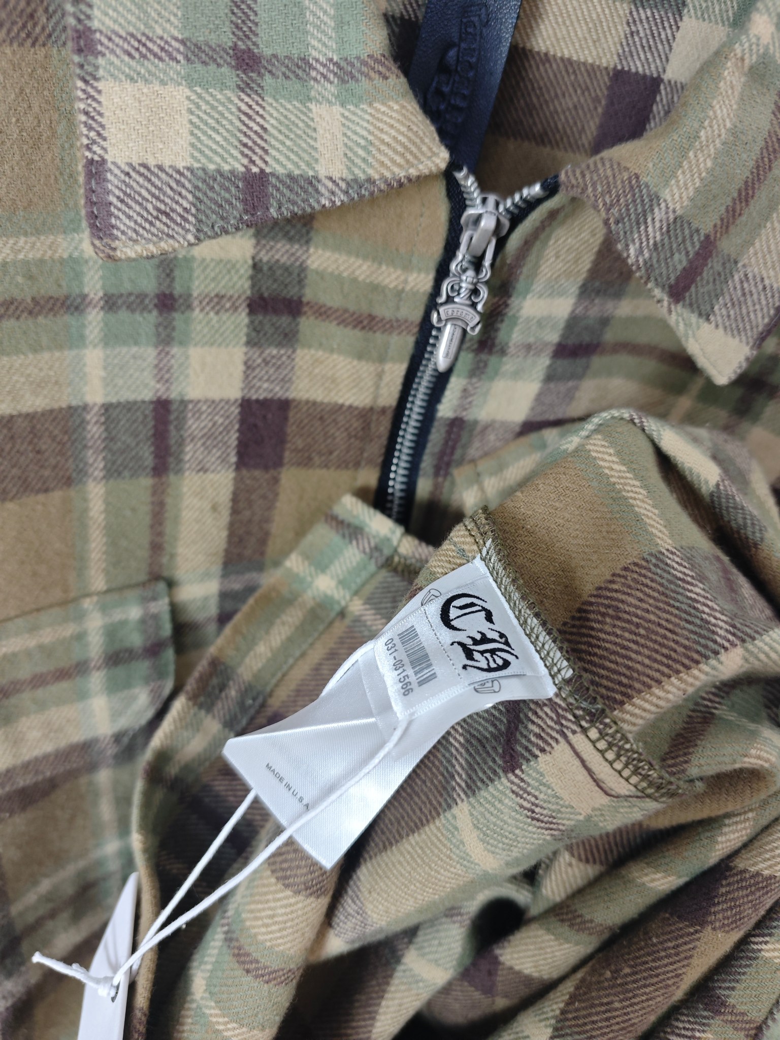 Chrome Hearts Underdog Half Zip Pullover Check L/S Shirt "Brown" (CH20269122）