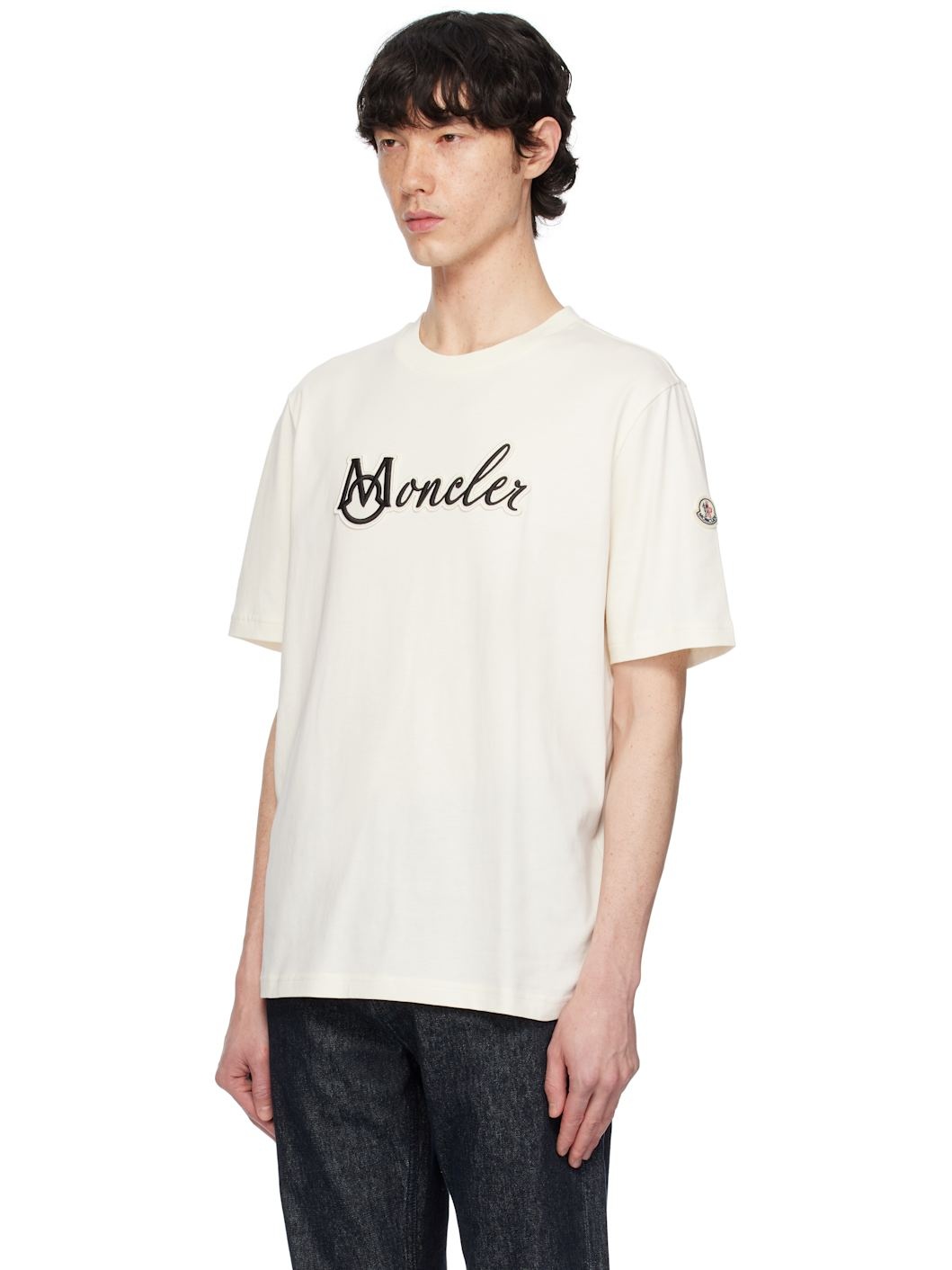 Moncler Embroidered Varsity Logo Cotton T-shirt ...