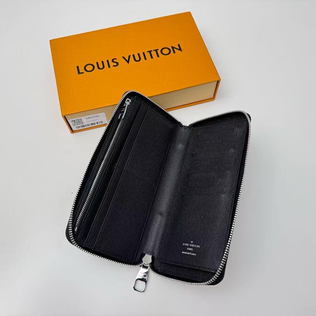 Louis Vuitton Monogram Eclipse Zippy Vertical M62295 Black Round Zipper Wallet（M62295）