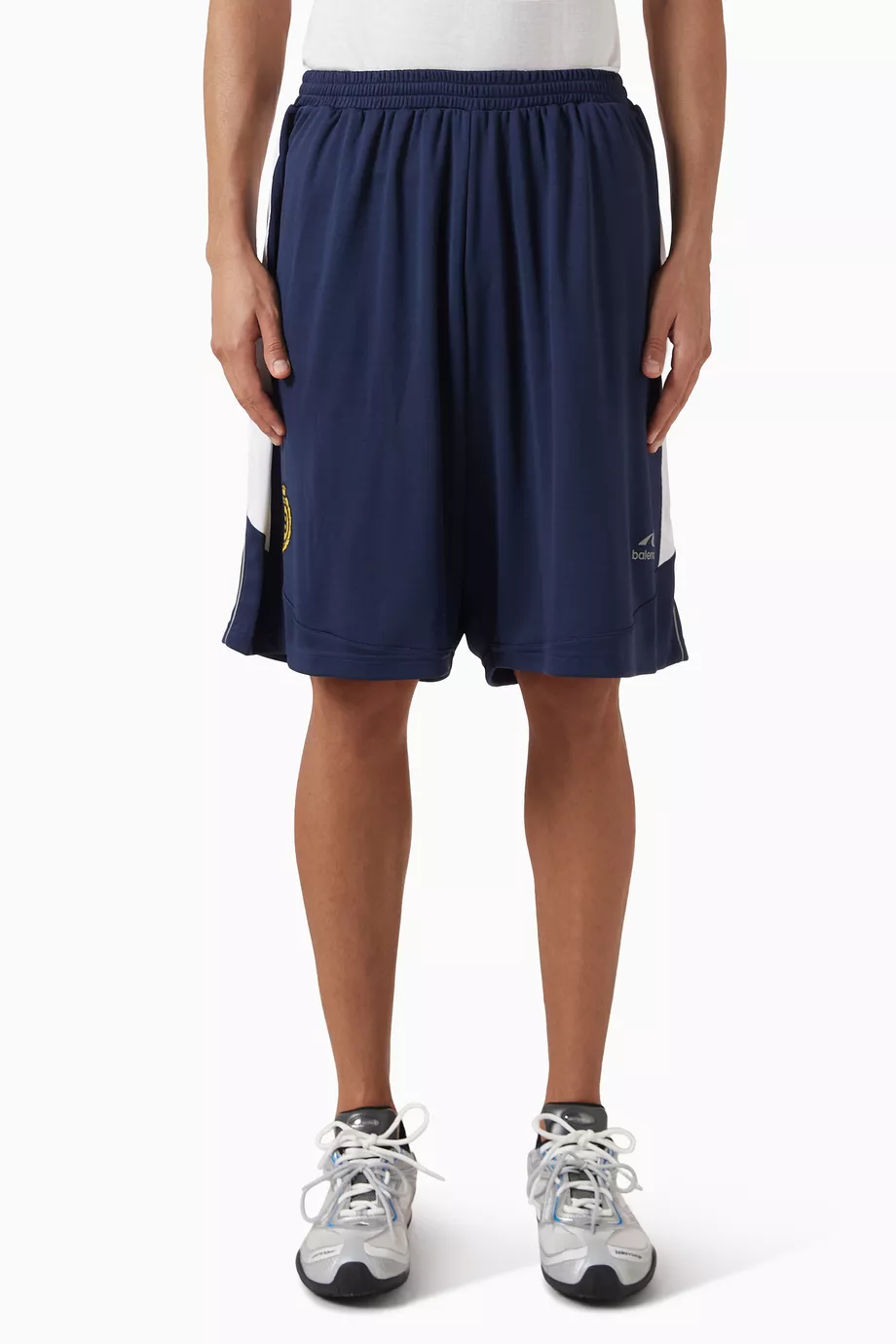 Buy Balenciaga Blue Soccer Baggy Shorts in Technical Jersey ...