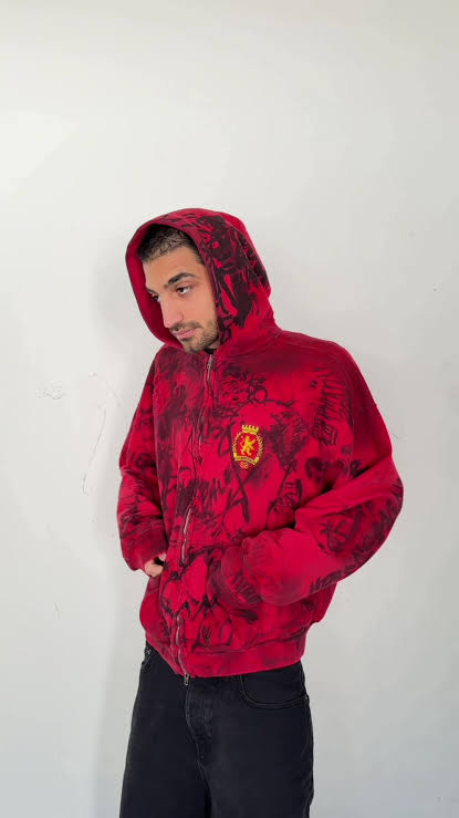 Balenciaga SS23 Red Skater Hoodie - Fashion Forward