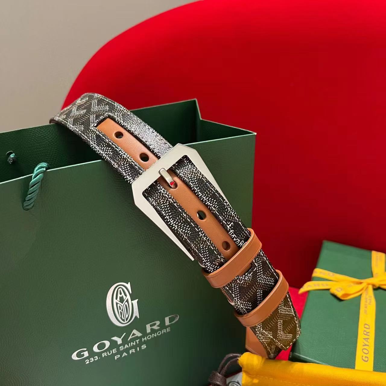 Goyard Frégate belt – Clamecy cowhide & Goyardine canvas（GOY44051）