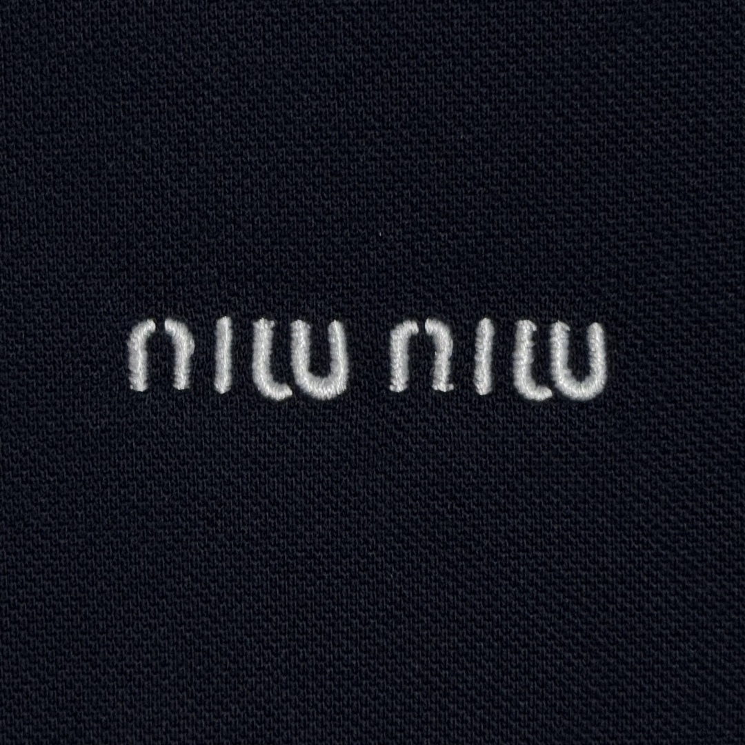 Miu Miu layered-effect Polo Shirt | Blue（MJN555-SOO-O15WD）