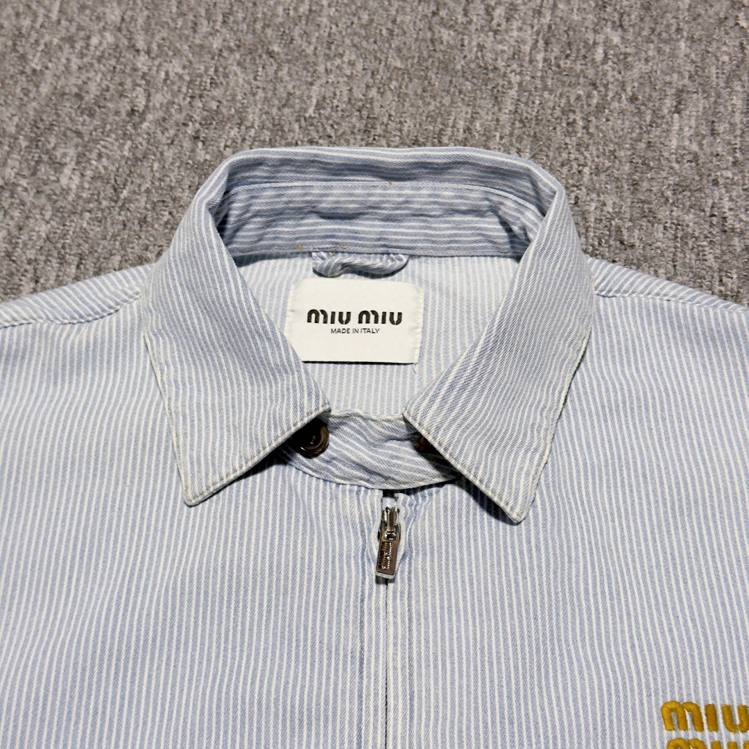 MIU MIU GWB149 Striped Chambray Jacket（GWB149-17NO-F0013-S-OOO）