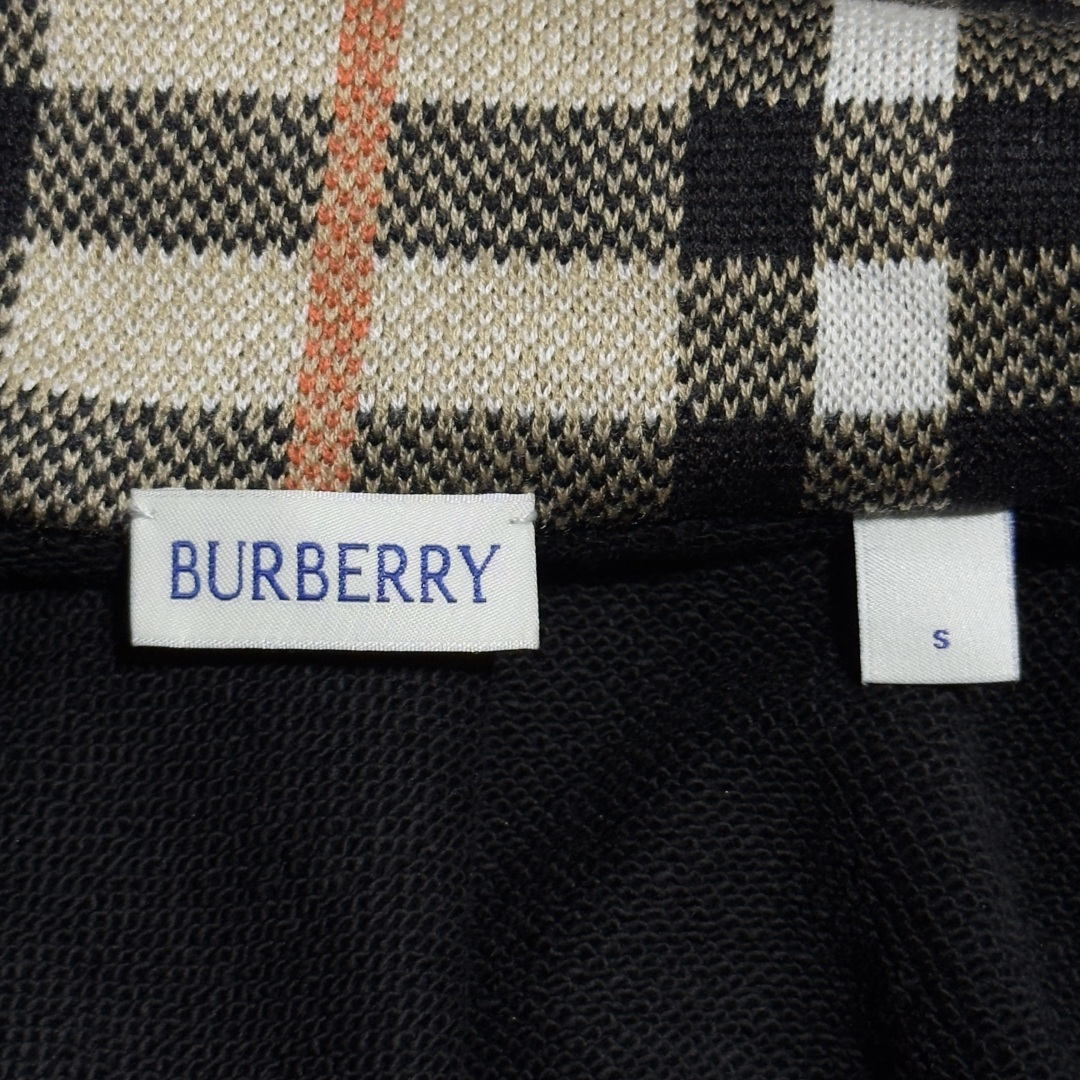 Burberry check collar cotton half-zip sweatshirt (black)（80978221)