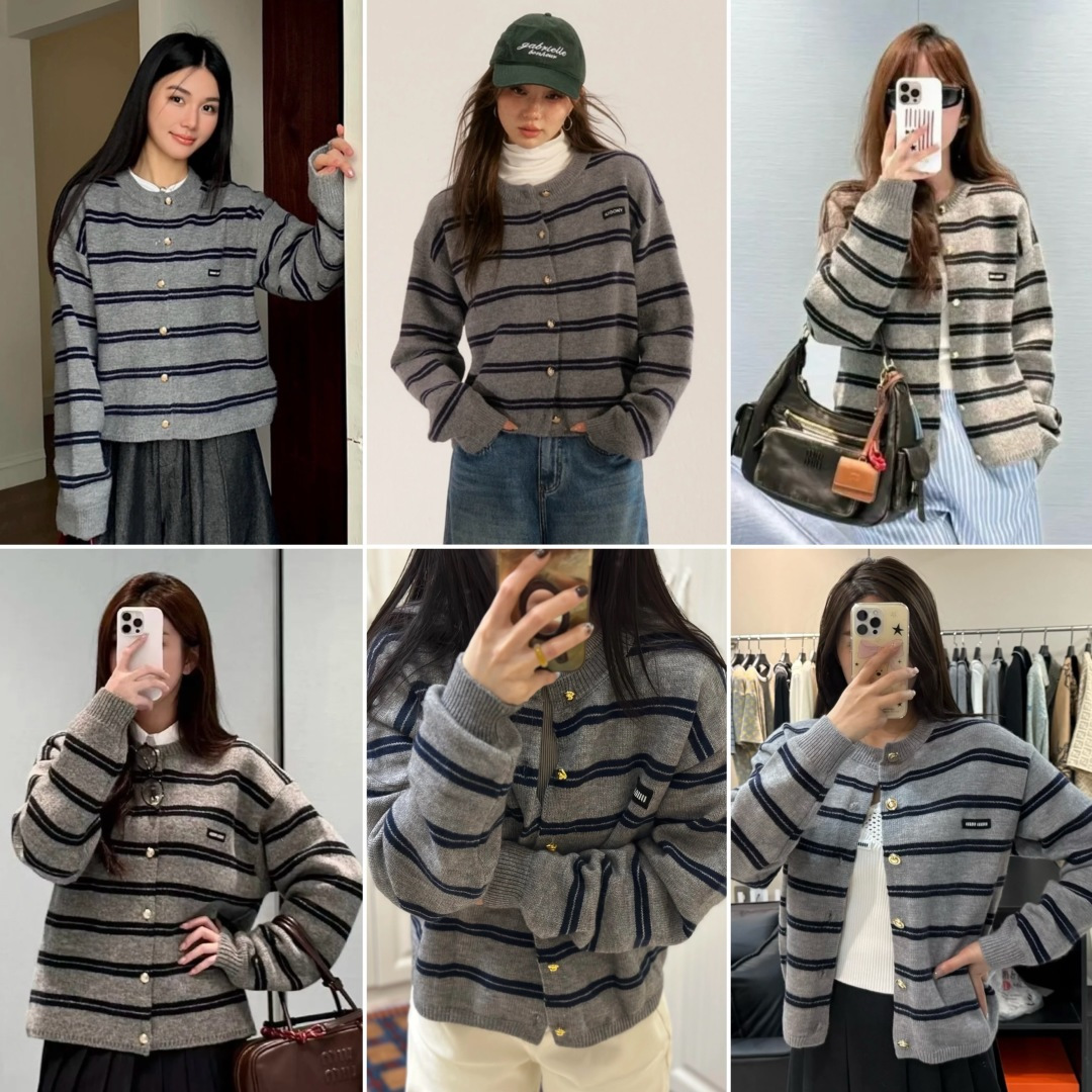 Miu Miu Striped cardigan（MMF899-15NQ-F0MZQ-S-OOO）