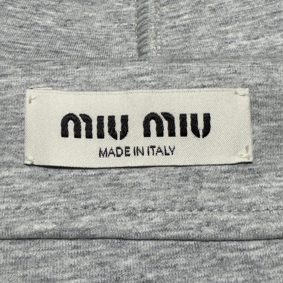 MIU MIU logo zip-up hoodie, long-sleeved, grey（MJL967-13TC-F0031）