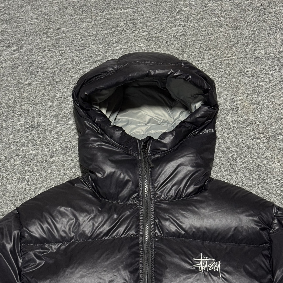 Stussy Micro Down Parka hooded down jacket for men and women "black and gray"（115685）