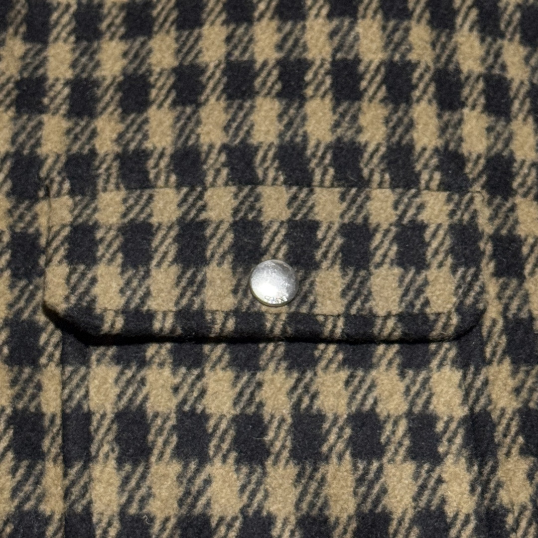 Celine check wool cardigan shirt - camel/black (2W30D338Z-03CI）