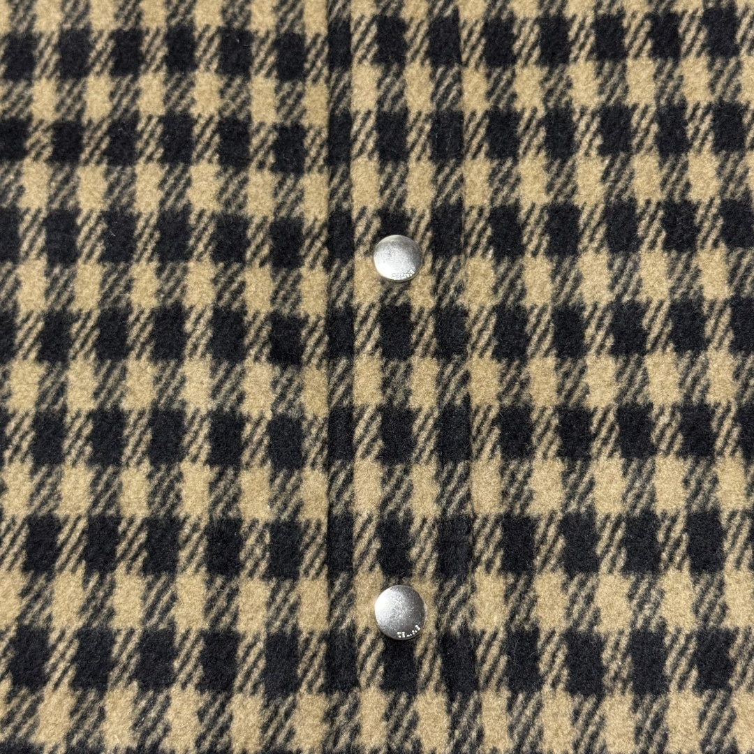 Celine check wool cardigan shirt - camel/black (2W30D338Z-03CI）