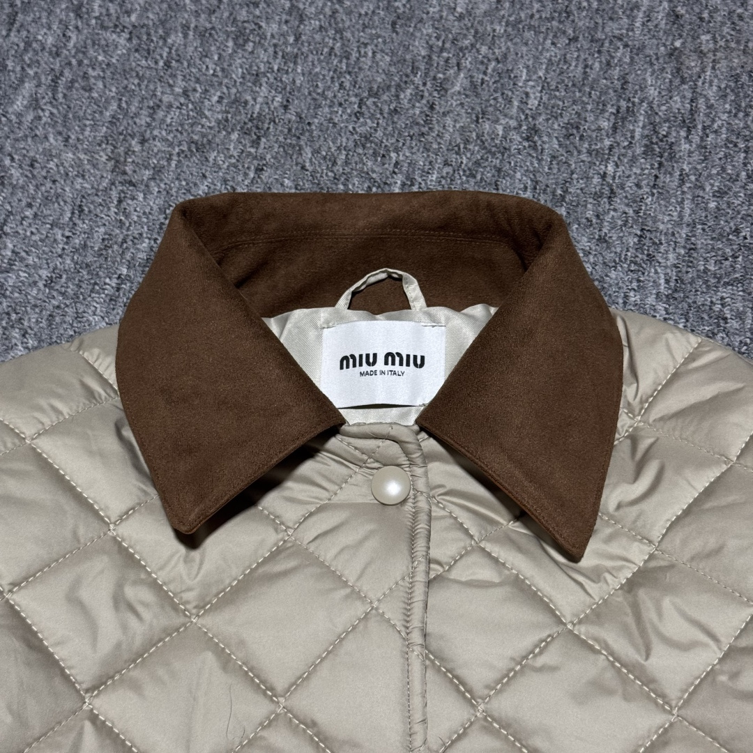 Miu Miu quilted suede jacket with leather trim（ML1311-17OO-F0036-S-OOO）