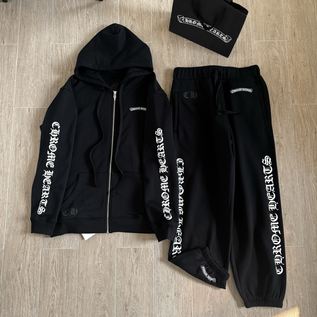 Chrome Hearts Scroll Logo Fleece Zip-Up Hoodie (CH-25-107）