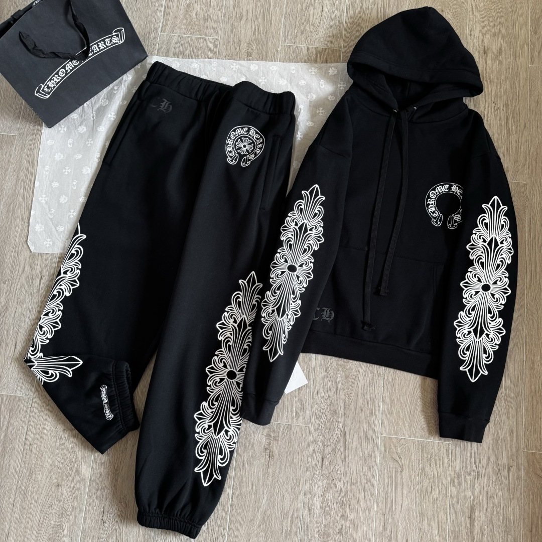 【S】Chrome Hearts Floral Sweatpants 'Black'(CH2026914）