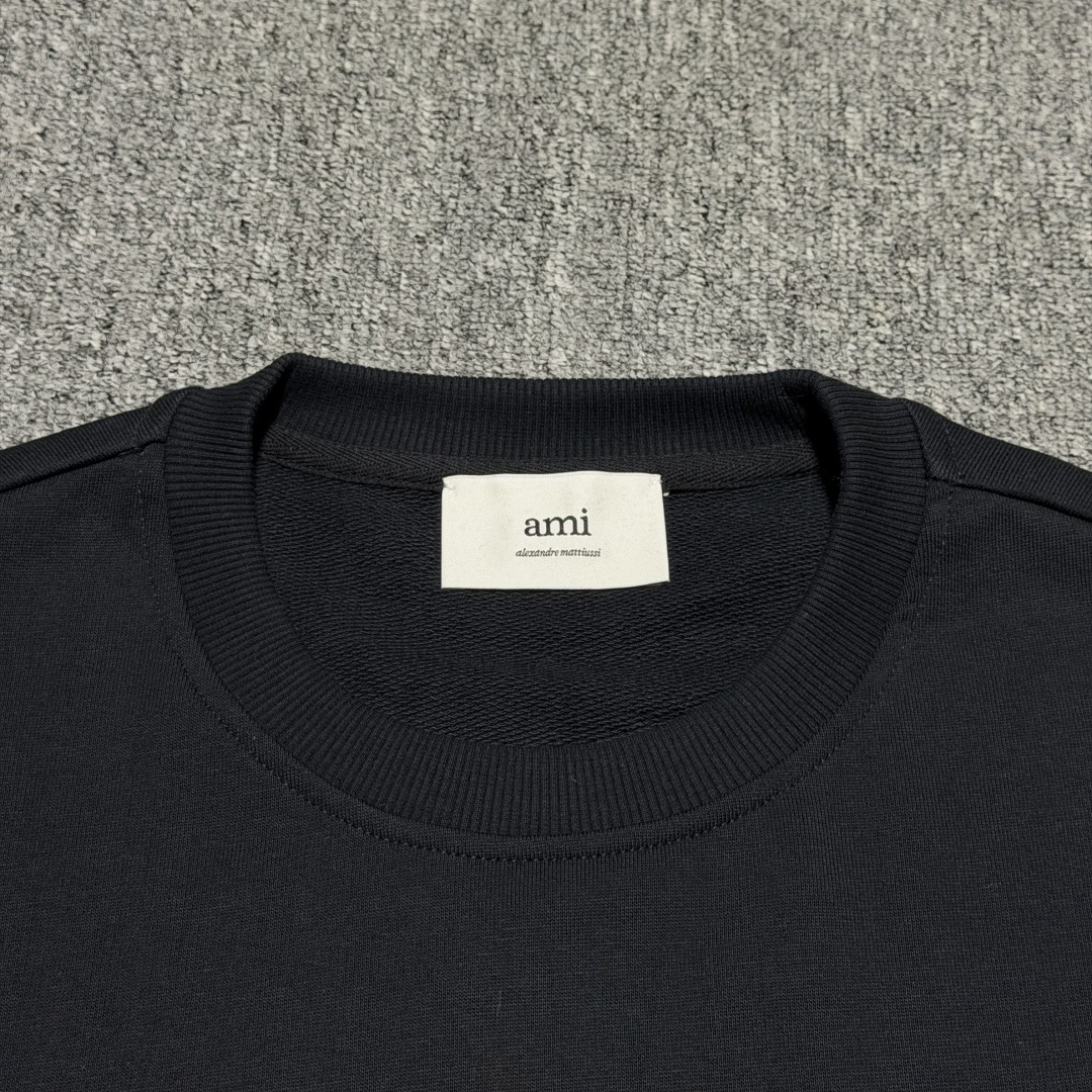AMI Paris Ami De Coeur Cotton Pullover, Black（HSW763730045）
