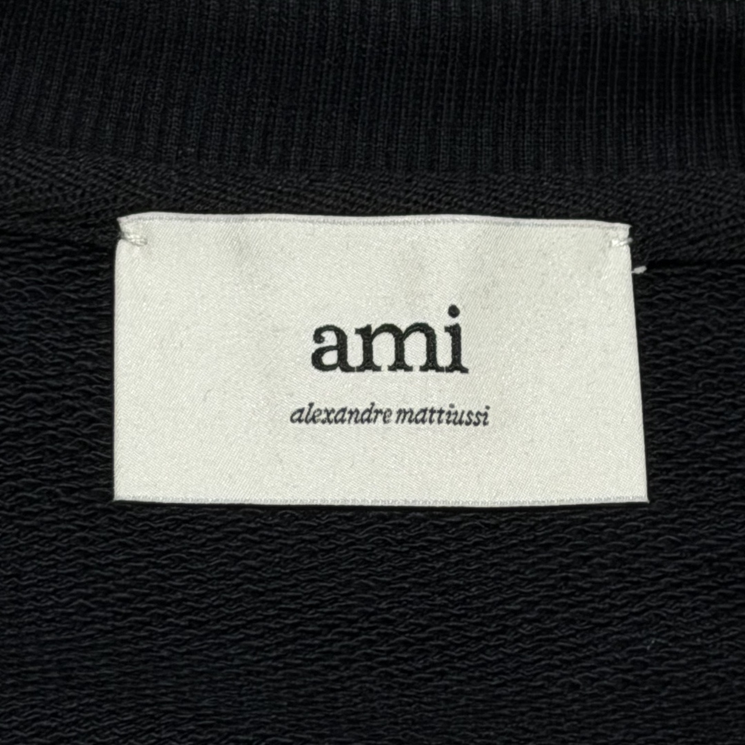 AMI Paris Ami De Coeur Cotton Pullover, Black（HSW763730045）