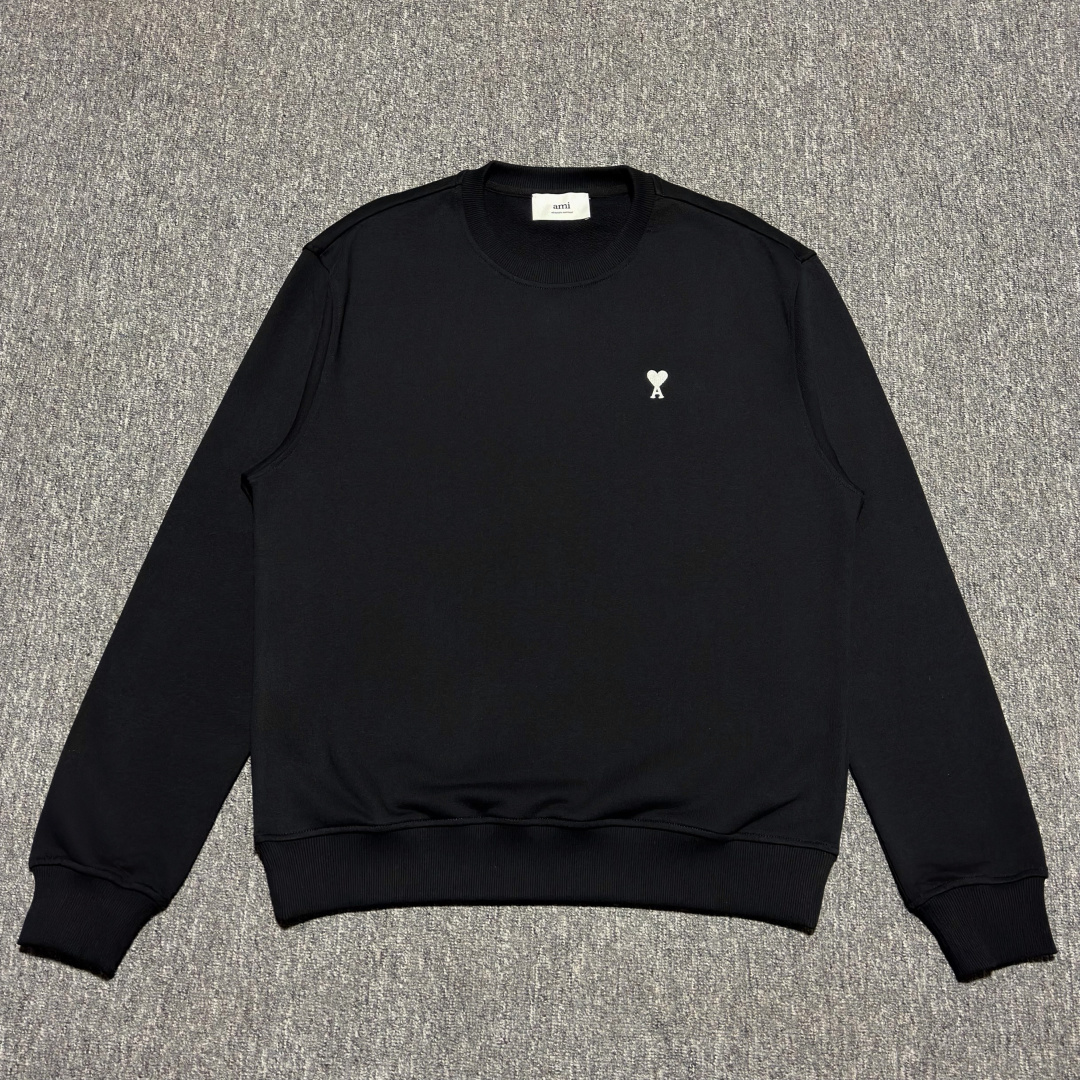 AMI Paris Ami De Coeur Cotton Pullover, Black（HSW763730045）