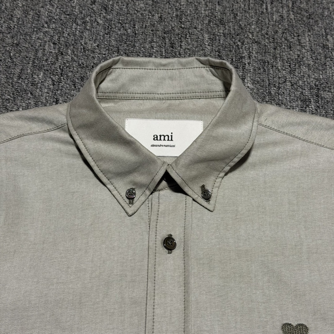 AMI Paris Green AMI DE CŒur Cotton Button-Up Shirt（USH060CO0031-376）