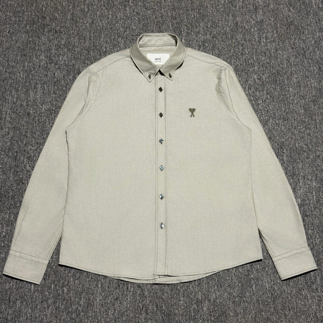 AMI Paris Green AMI DE CŒur Cotton Button-Up Shirt（USH060CO0031-376）