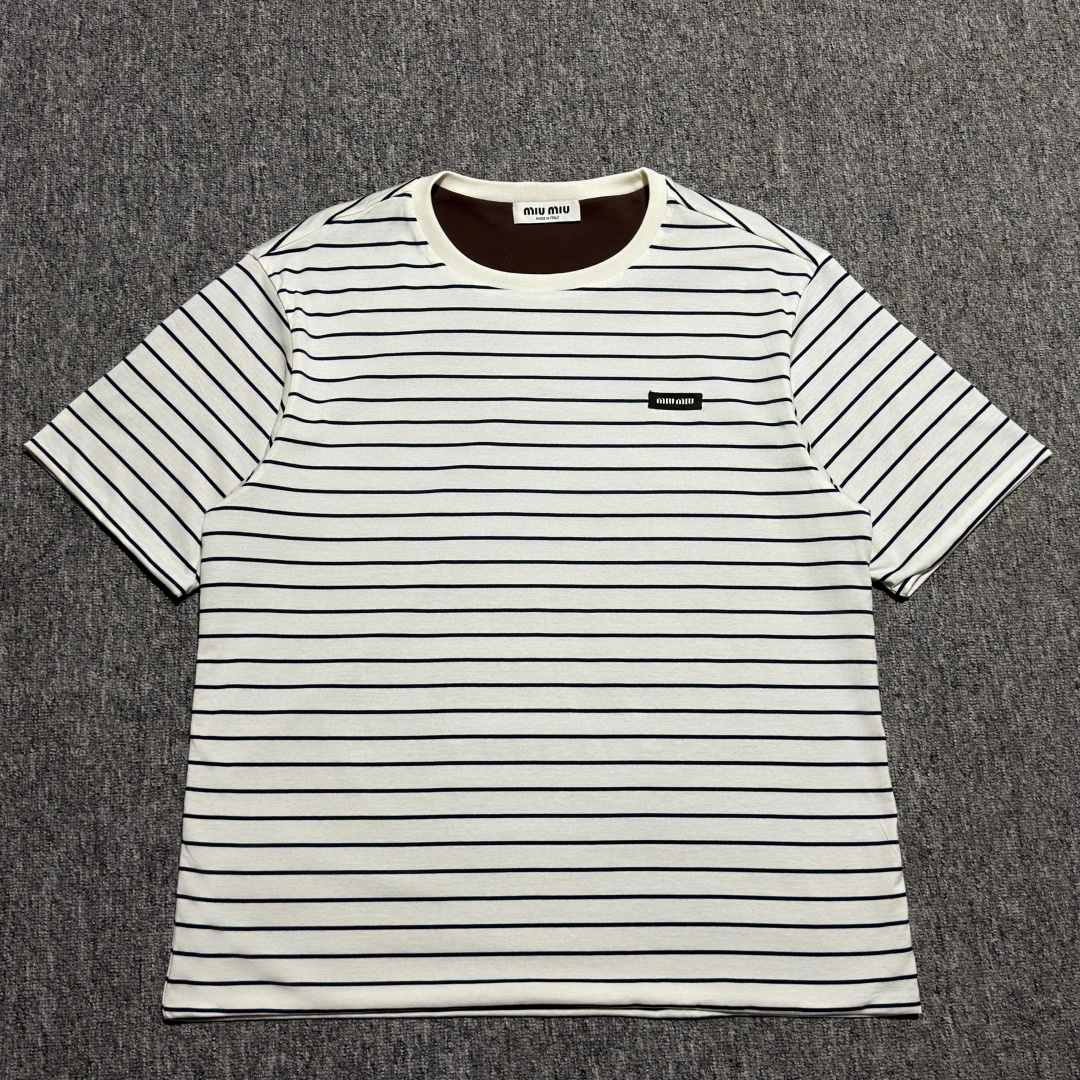 Miu Miu Jersey Double Girocollo Shirt Multicolored（MJN569-17UY-F04QA-S-OOO）