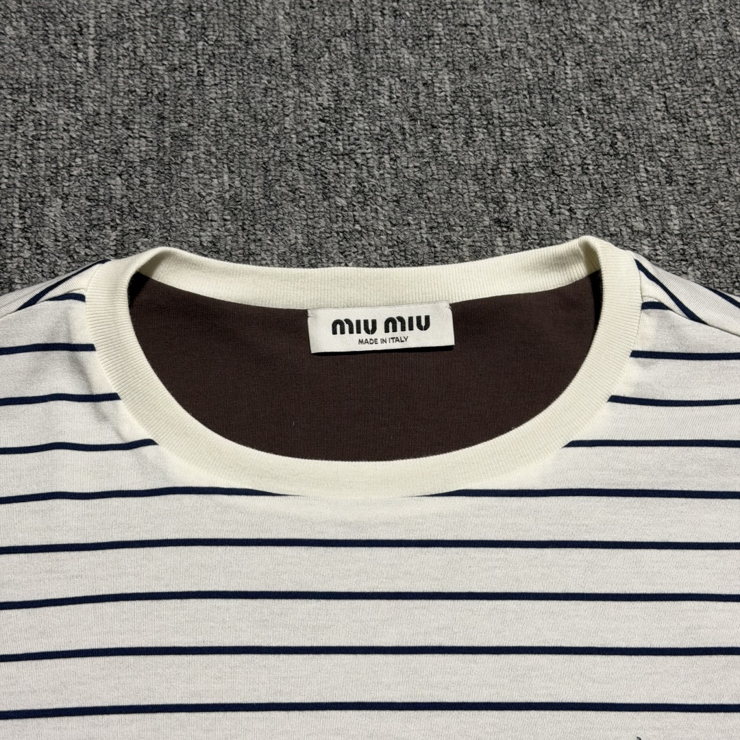 Miu Miu Jersey Double Girocollo Shirt Multicolored（MJN569-17UY-F04QA-S-OOO）