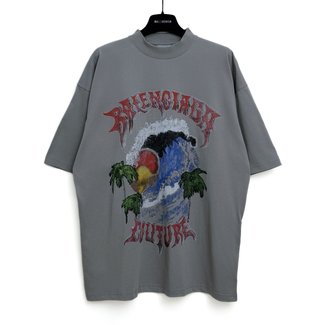BALENCIAGA Men's Vintage Surfer Oversized T-shirt(A001VVTUVP21000）