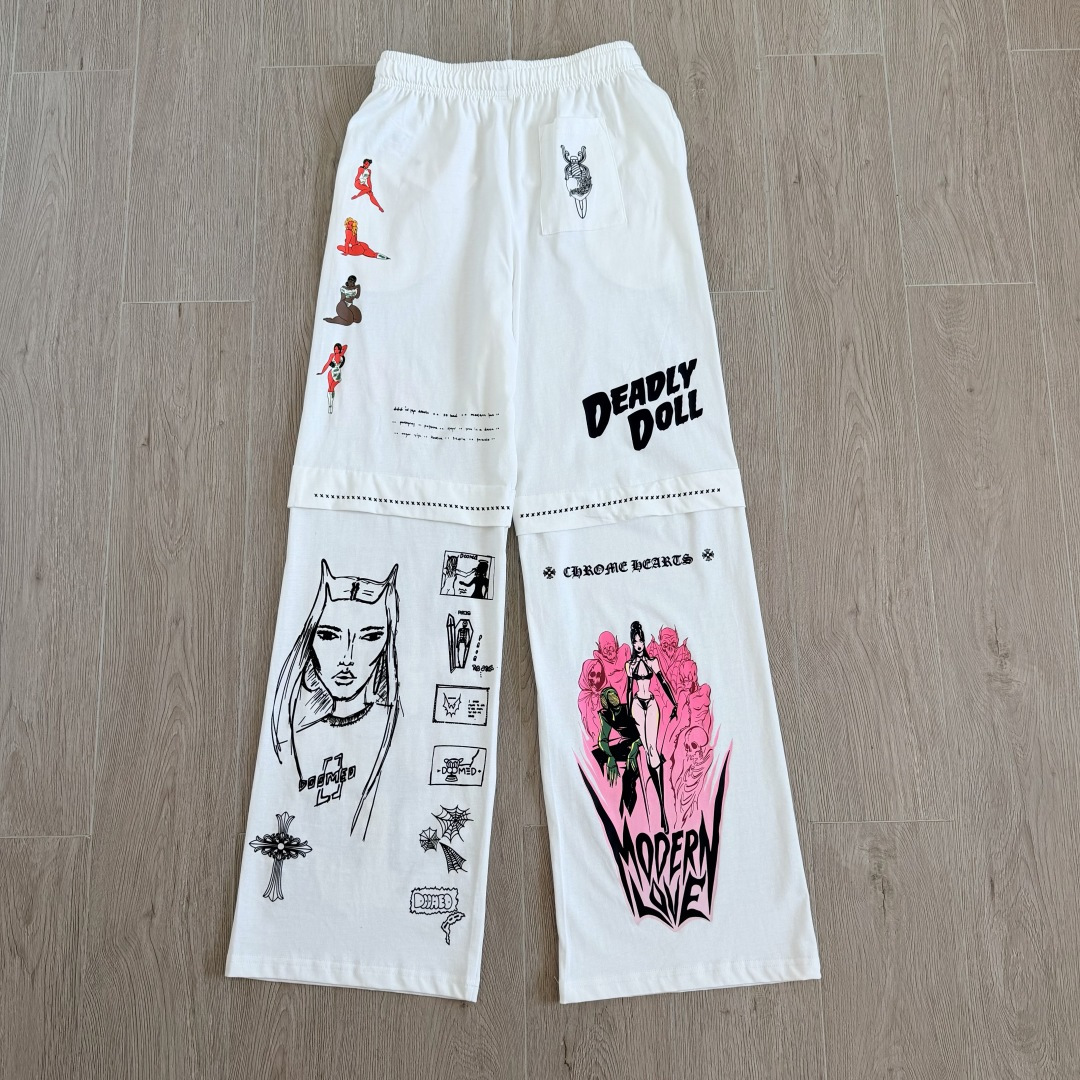 【S】Chrome Hearts JJS Deadly Doll Miami Exclusive Black Pants (CH2026893）